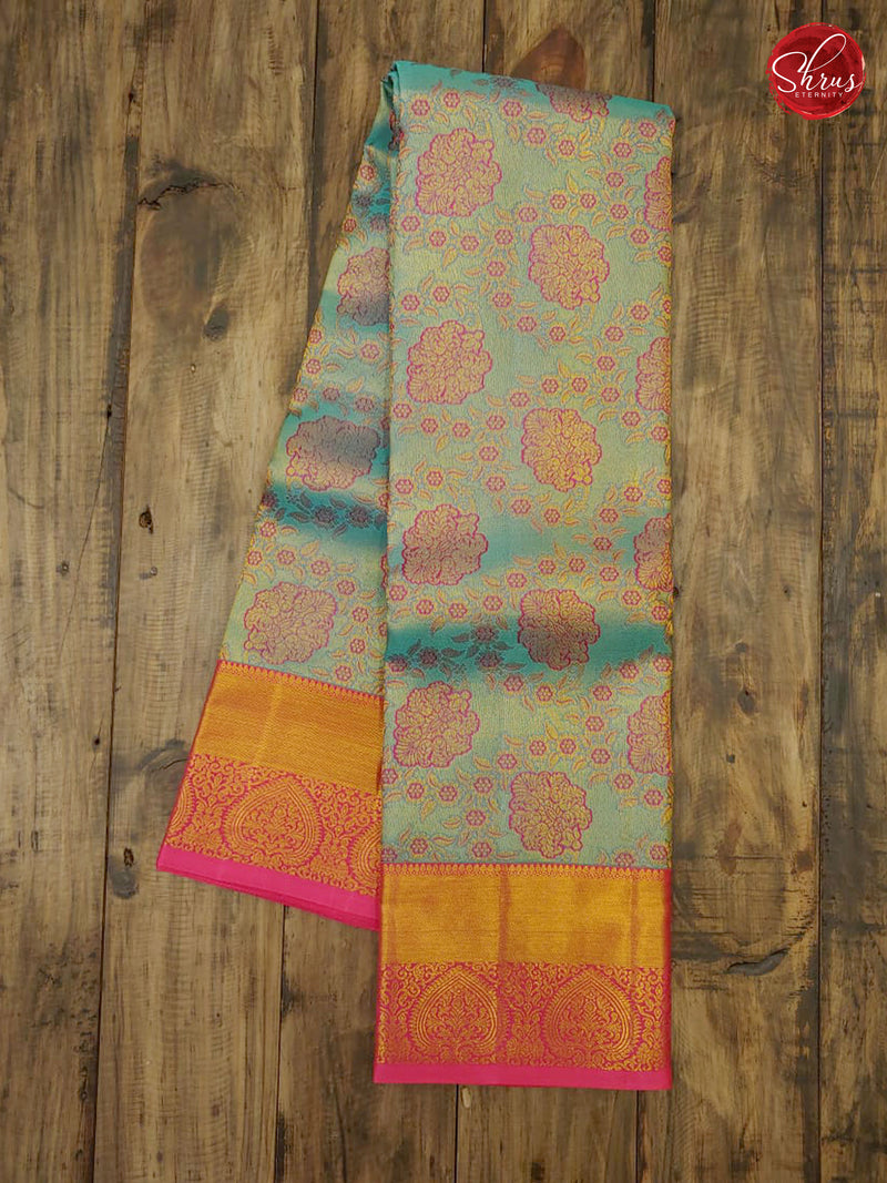 Light blue & Pink - Kanchipuram Silk - Shop on ShrusEternity.com