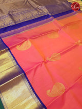 Orangish Pink & MS Blue - Kanchipuram Silk - Shop on ShrusEternity.com
