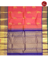 Orangish Pink & MS Blue - Kanchipuram Silk - Shop on ShrusEternity.com