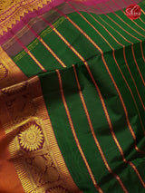 Bottle Green & Majenta - Kanchipuram Silk - Shop on ShrusEternity.com