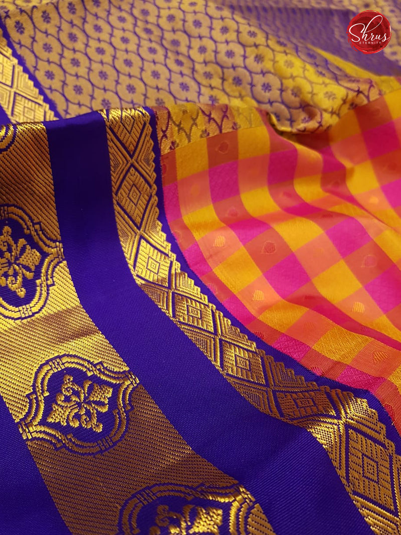 Multi Color & Violet - Kanchipuram Silk - Shop on ShrusEternity.com