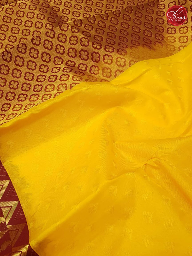 Yellow & Maroon - Kanchipuram Silk - Shop on ShrusEternity.com