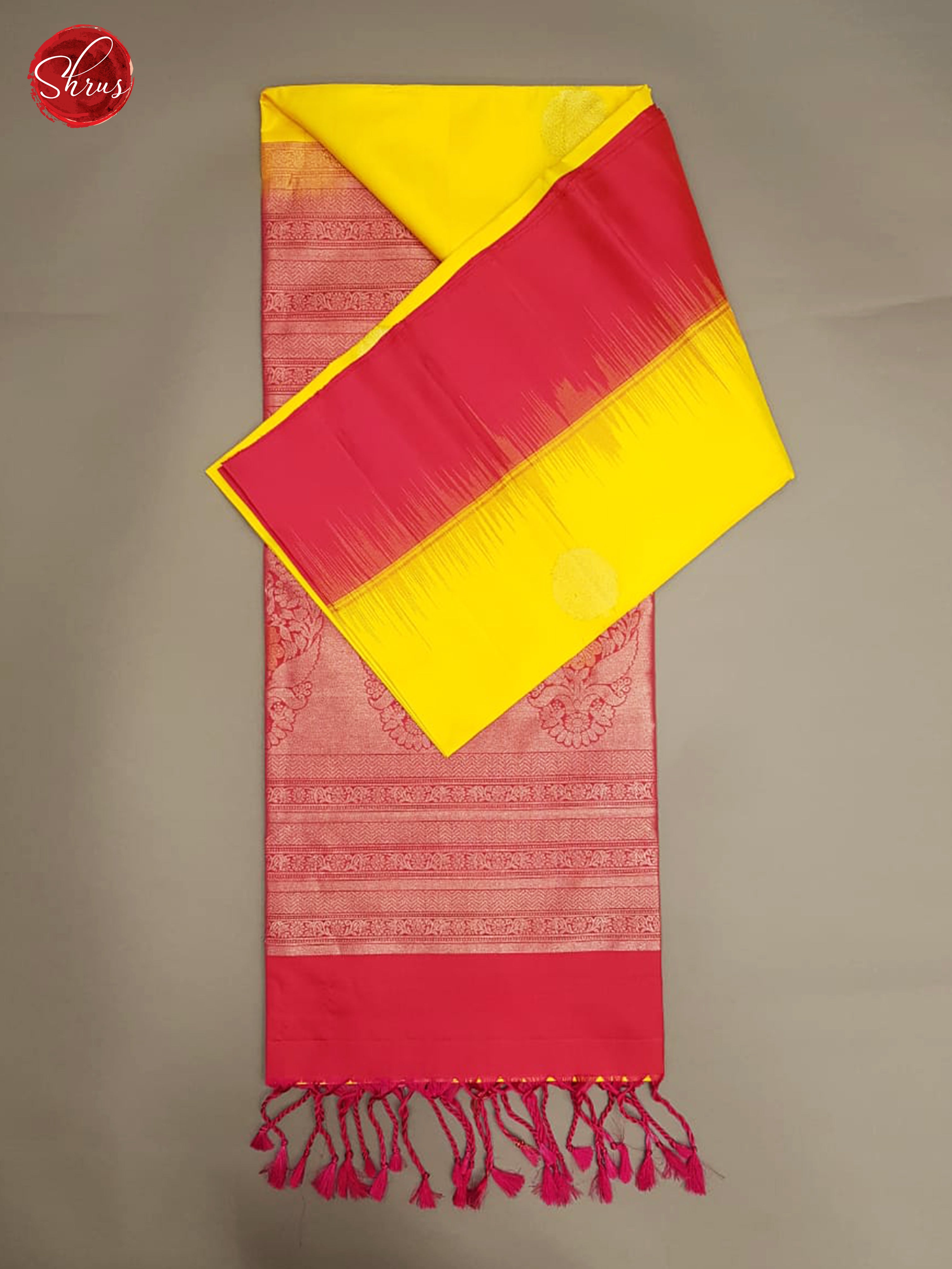 Yellow & Pink - Soft Silk with Border & Gold zari - Shop on ShrusEternity.com