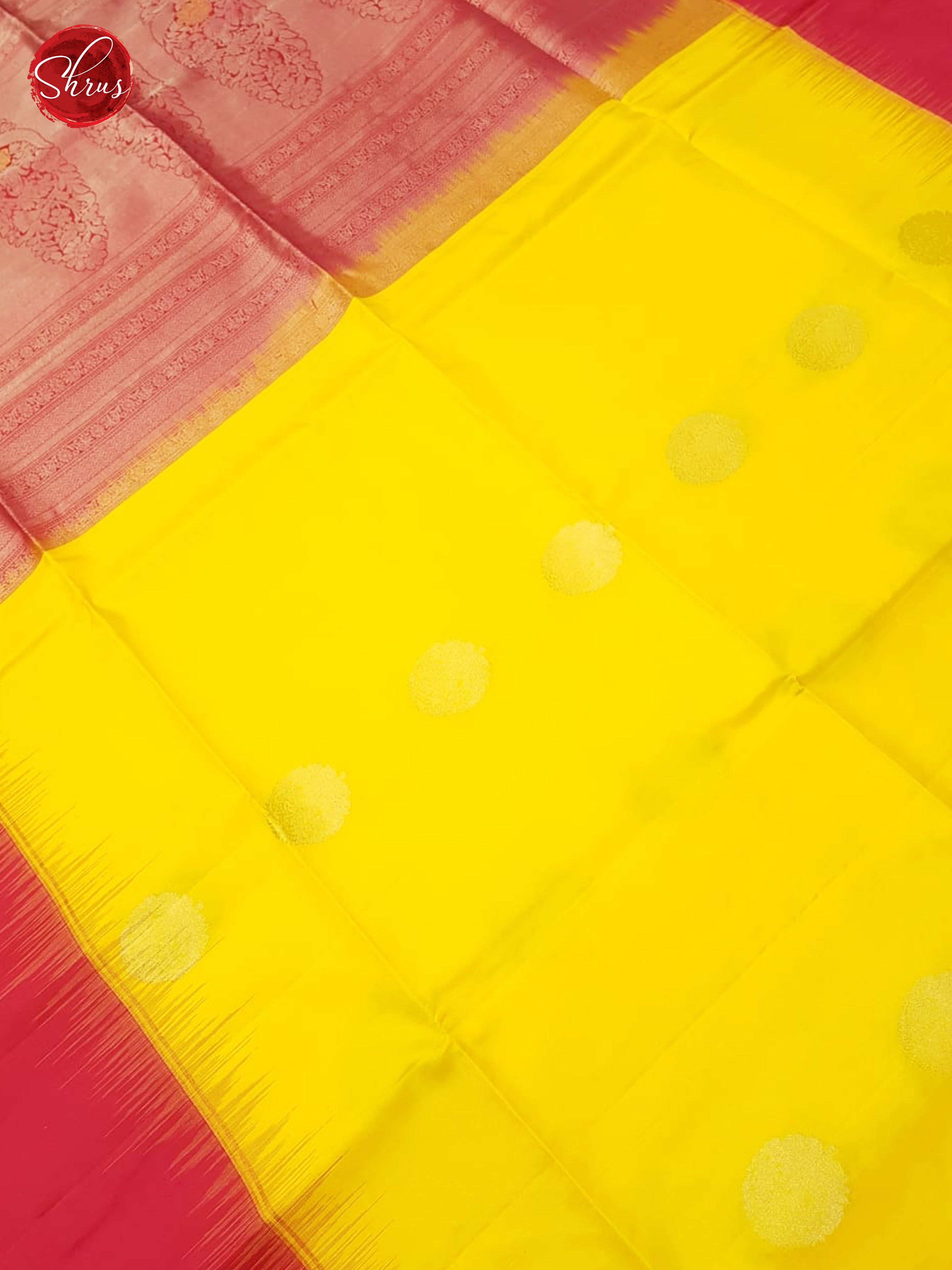 Yellow & Pink - Soft Silk with Border & Gold zari - Shop on ShrusEternity.com