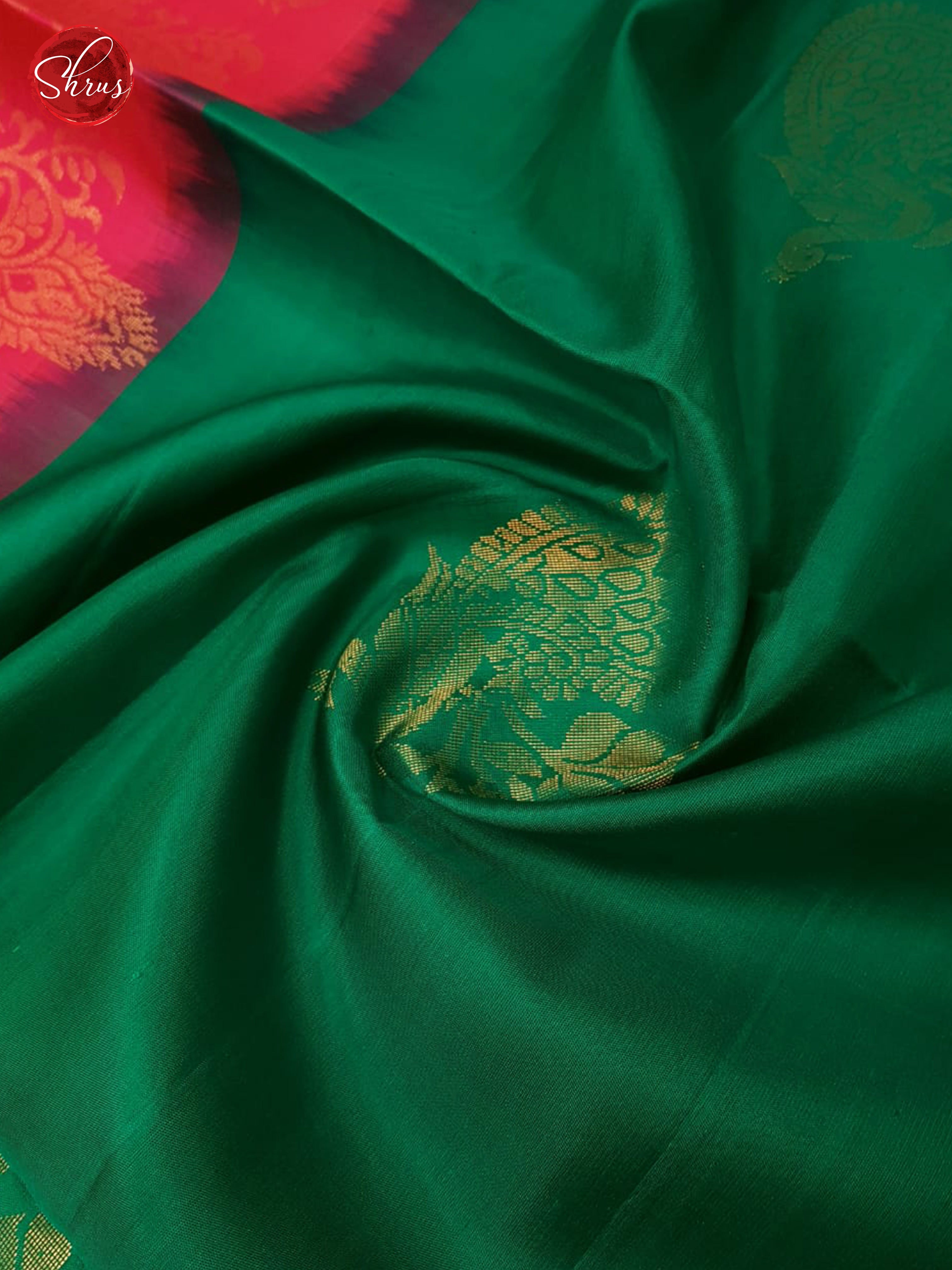 Green & Pink - Soft Silk with Gold Zari Border - Shop on ShrusEternity.com