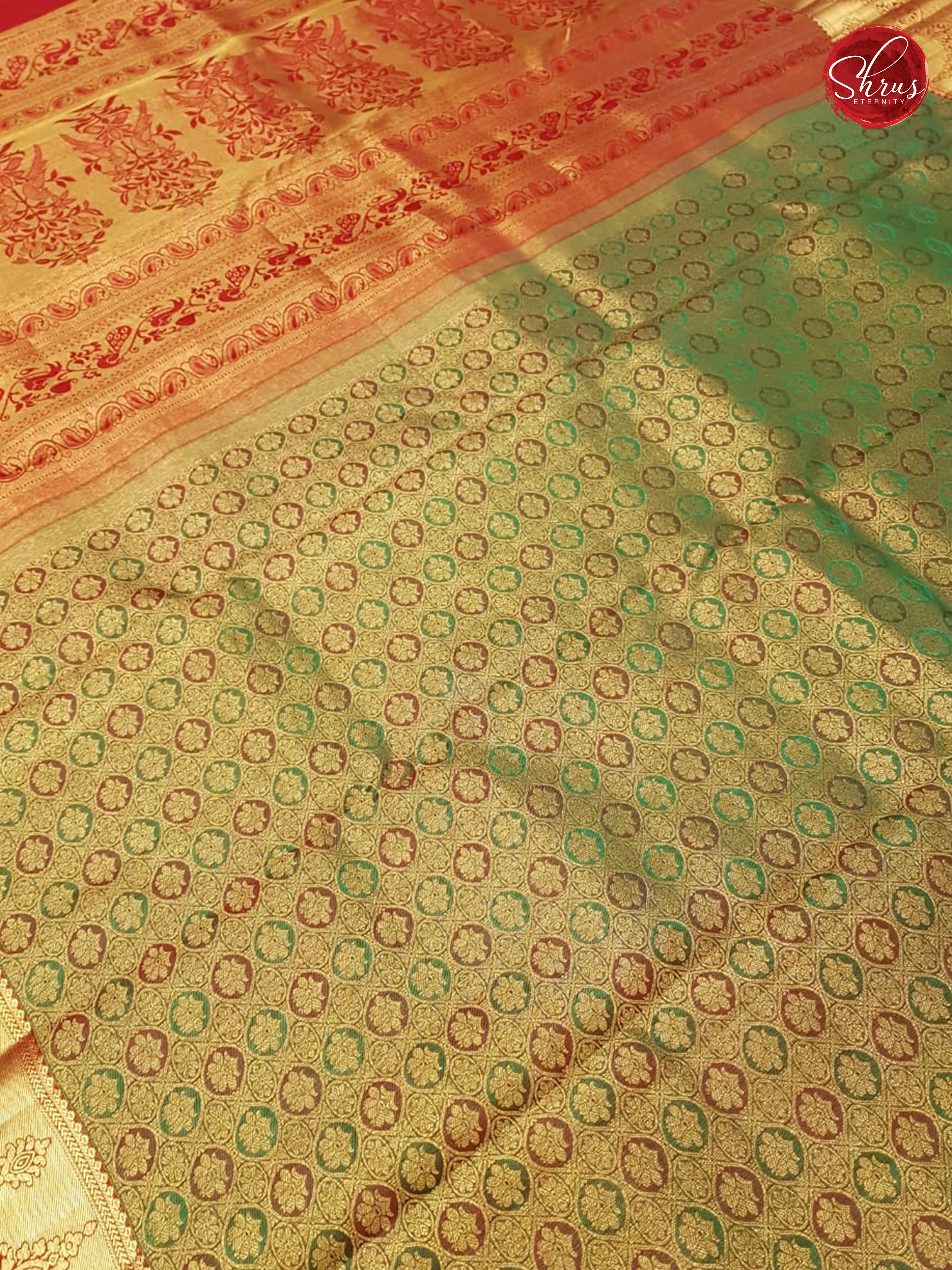 Green & Red - Kanchipuram Silk - Shop on ShrusEternity.com