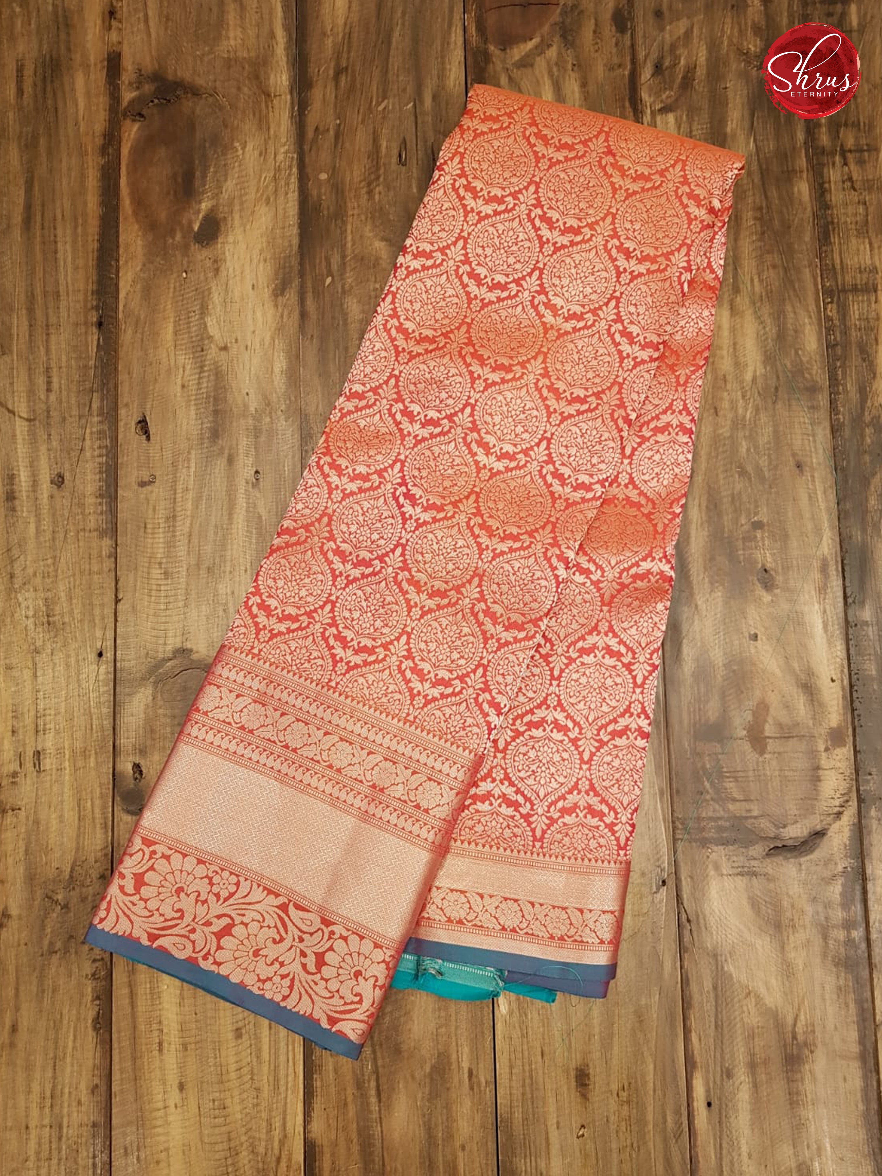 Orangish Pink & Blue - Kanchipuram Silk - Shop on ShrusEternity.com
