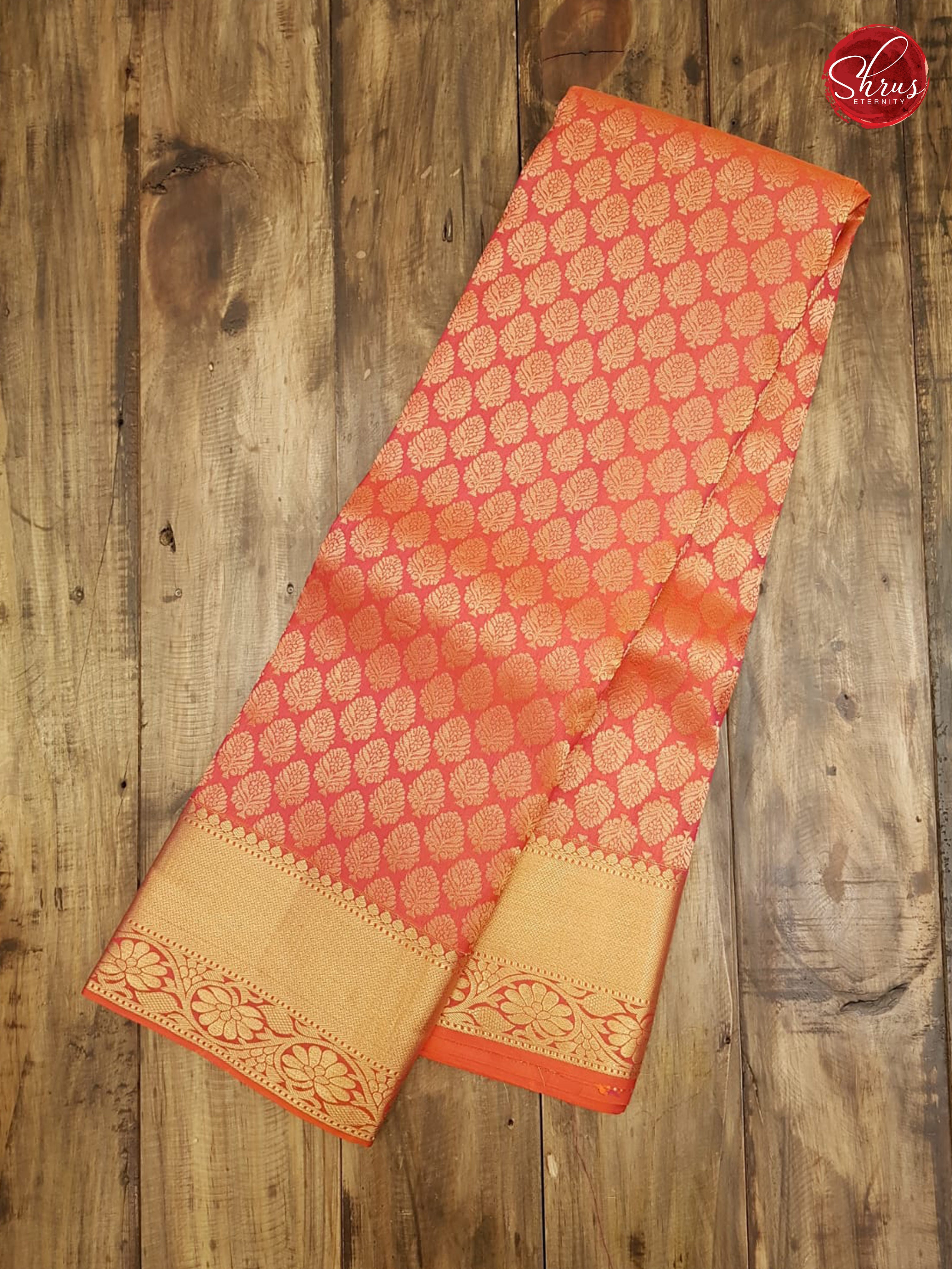 Orangish Pink(Single Tone)- Kanchipuram Silk - Shop on ShrusEternity.com