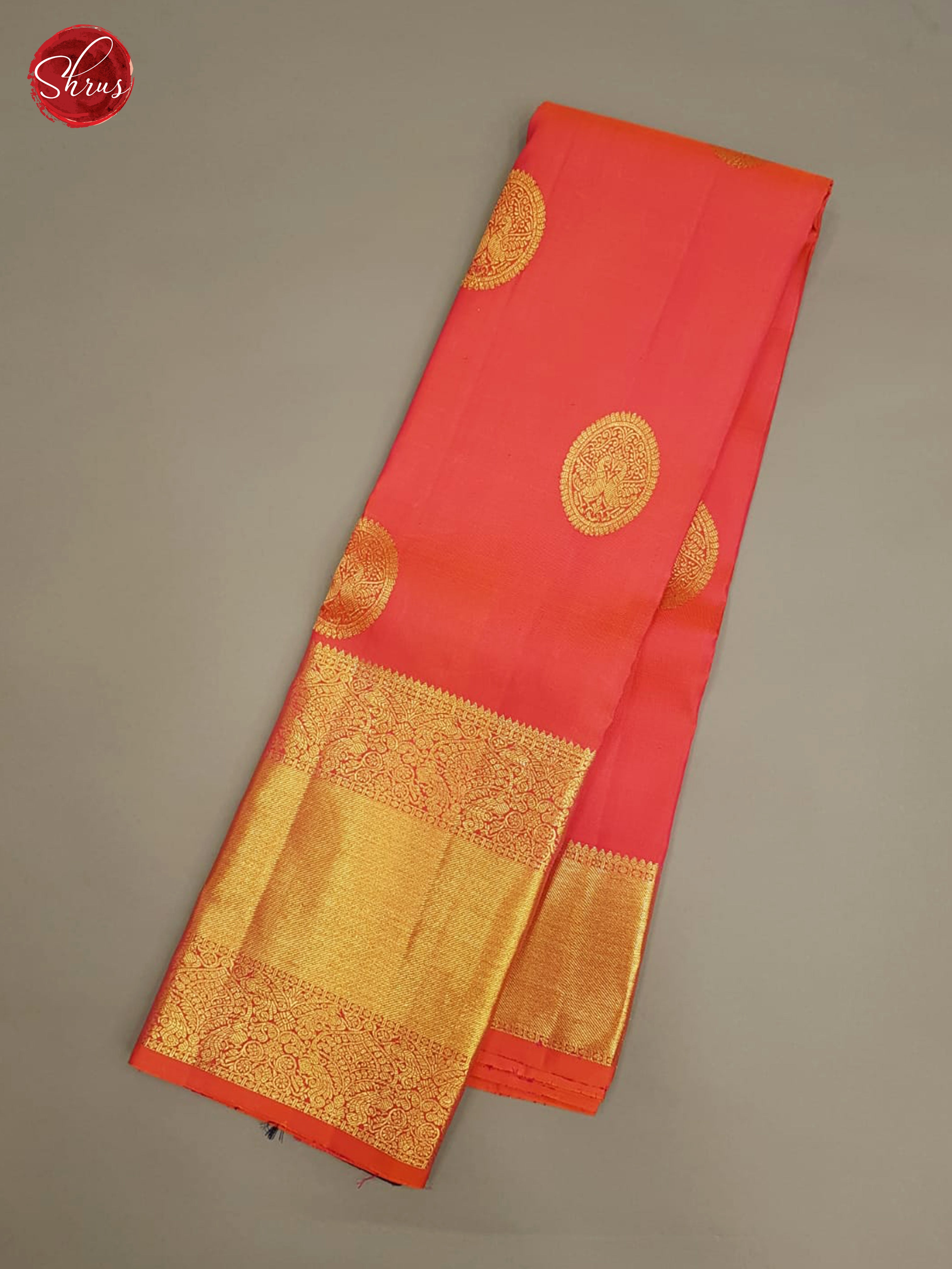 Pink & Blue - Kanchipuram Silk with Border & Gold zari - Shop on ShrusEternity.com