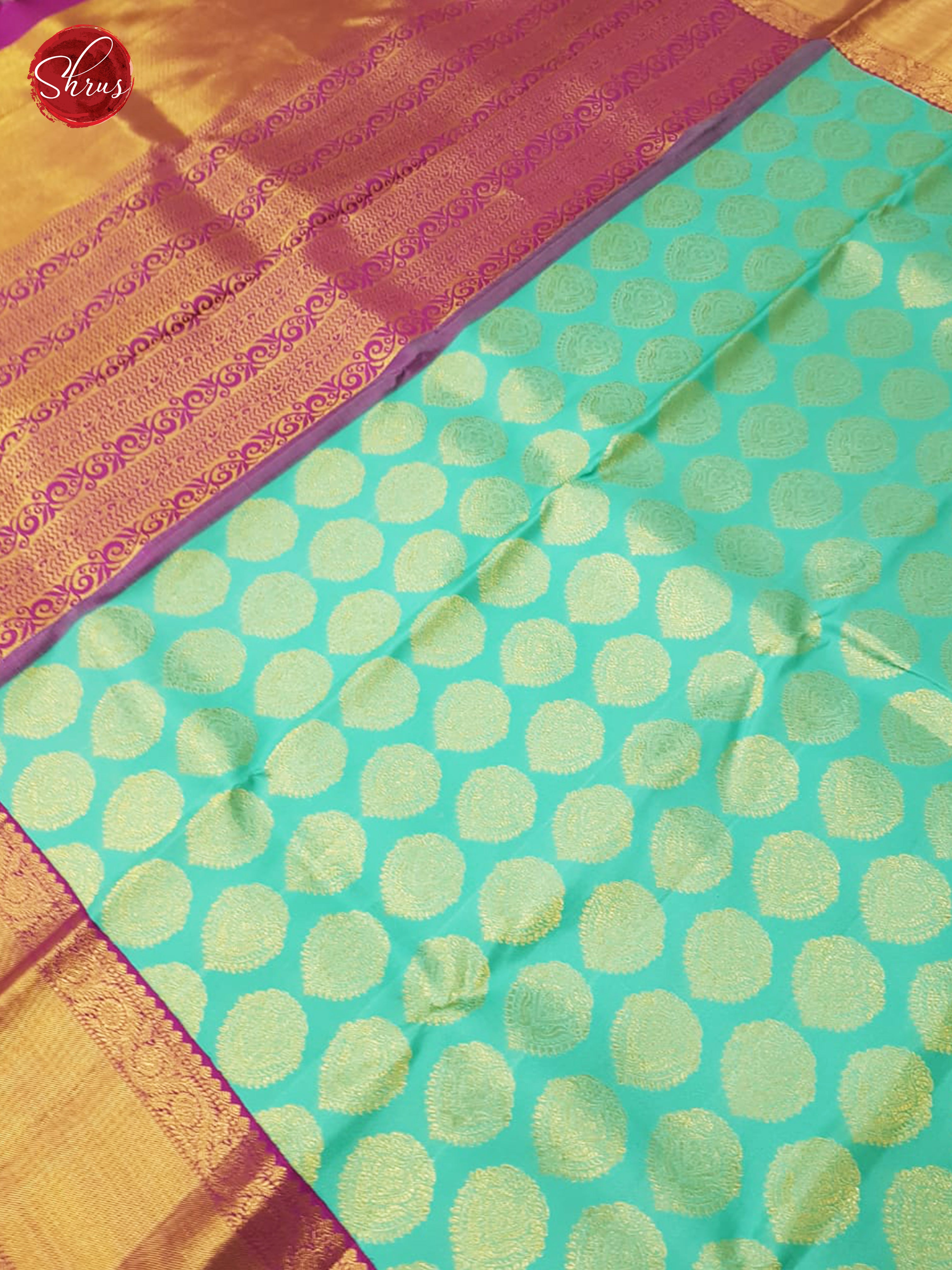 Teal Green & Purple - Kanchipuram Silk with Gold Zari motifs Rich Pallu - Shop on ShrusEternity.com
