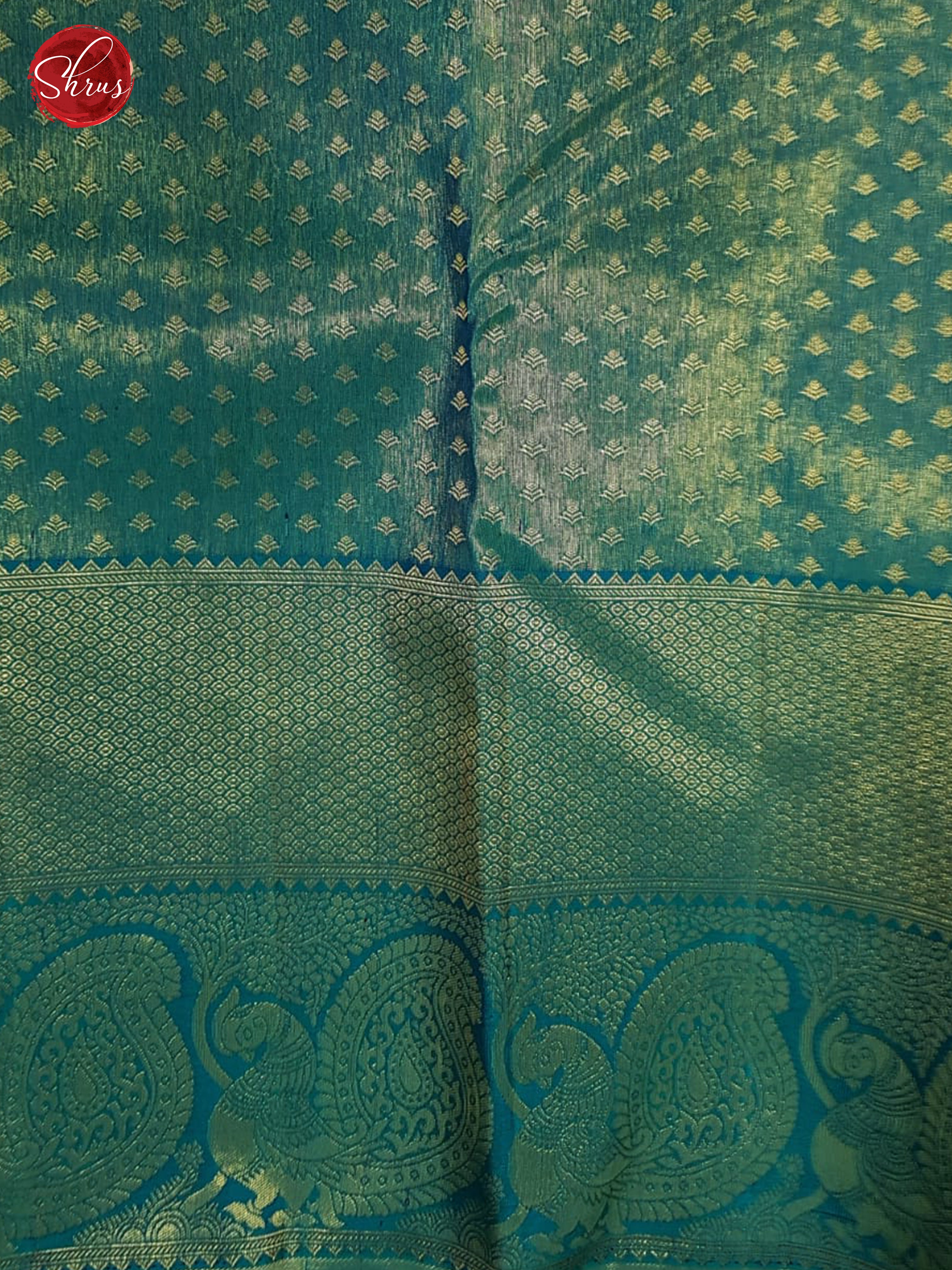 Peacock Blue(Single Tone)- Kanchipuram Silk with Border & Gold zari - Shop on ShrusEternity.com