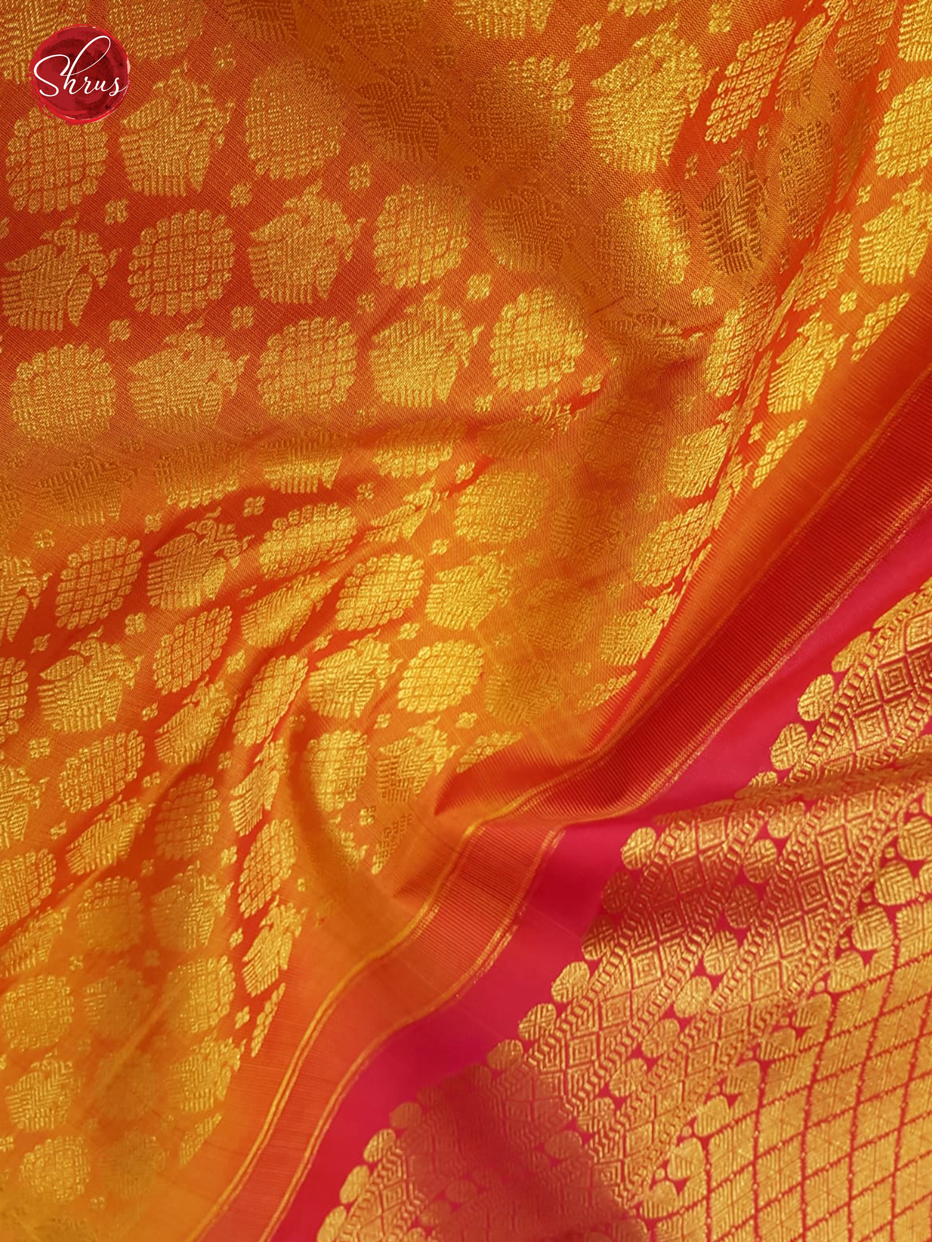 Mustard & Pink - Kanchipuram SIlk with Border & Gold Zari - Shop on ShrusEternity.com