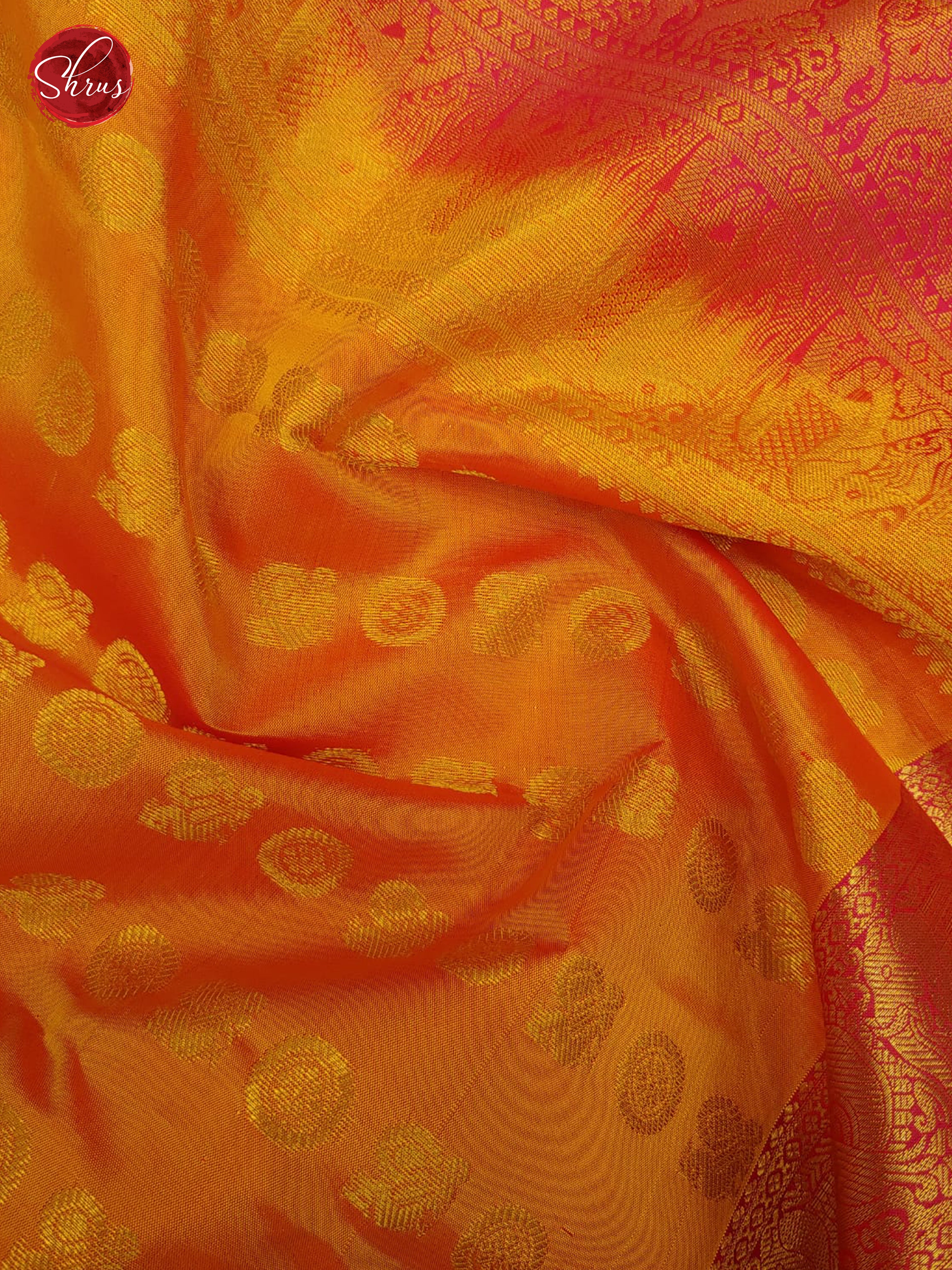 Yellow & Pink- Kanchipuram Silk with Border & Gold zari - Shop on ShrusEternity.com