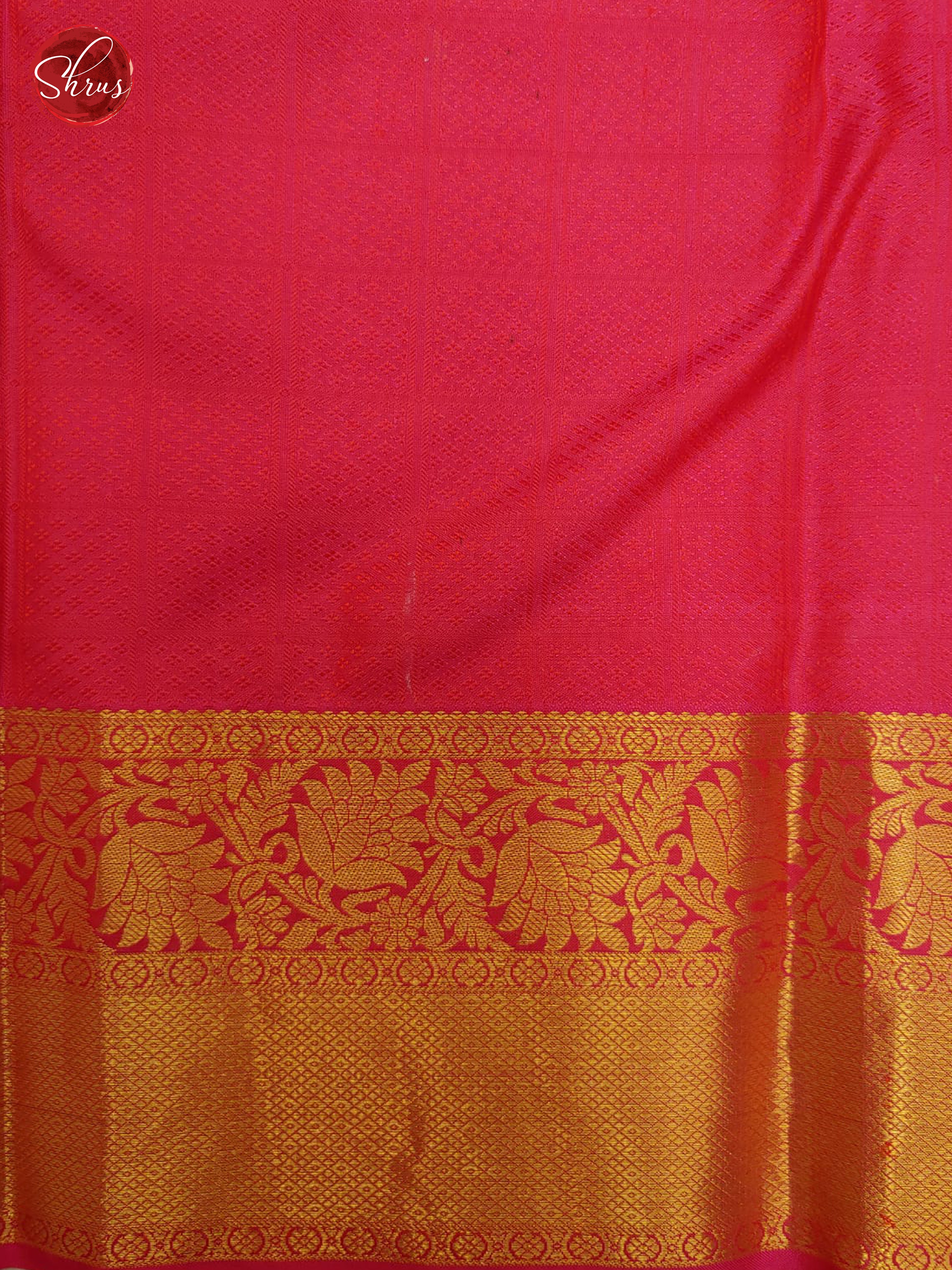 Dark Bottle Green & Pink - Kanchipuram Silk with Border & Gold zari - Shop on ShrusEternity.com