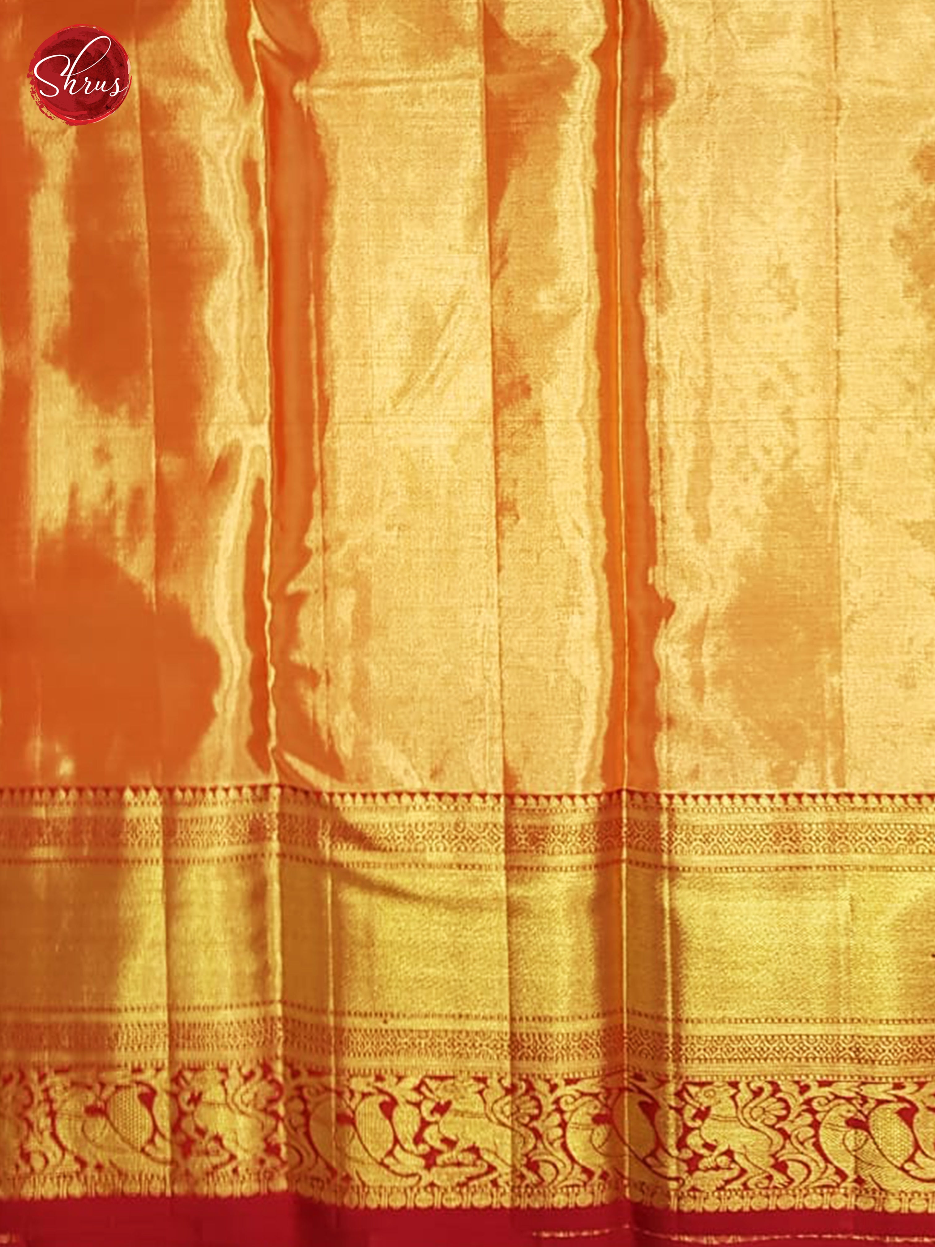 Golden Yellow & Red - Kanchipuram Silk with Border & Gold Zari - Shop on ShrusEternity.com