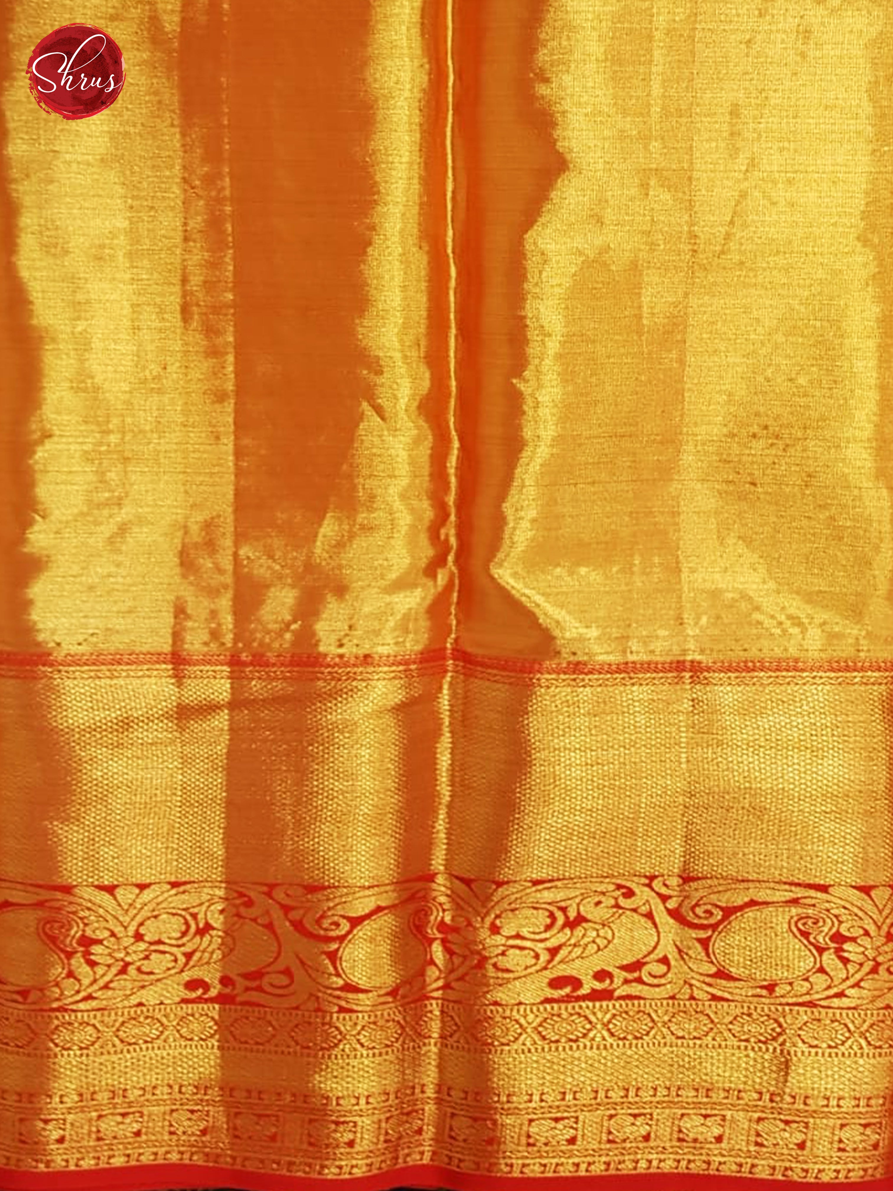 Golden Yellow & Red - Kanchipuram Silk with Border & Gold zari - Shop on ShrusEternity.com
