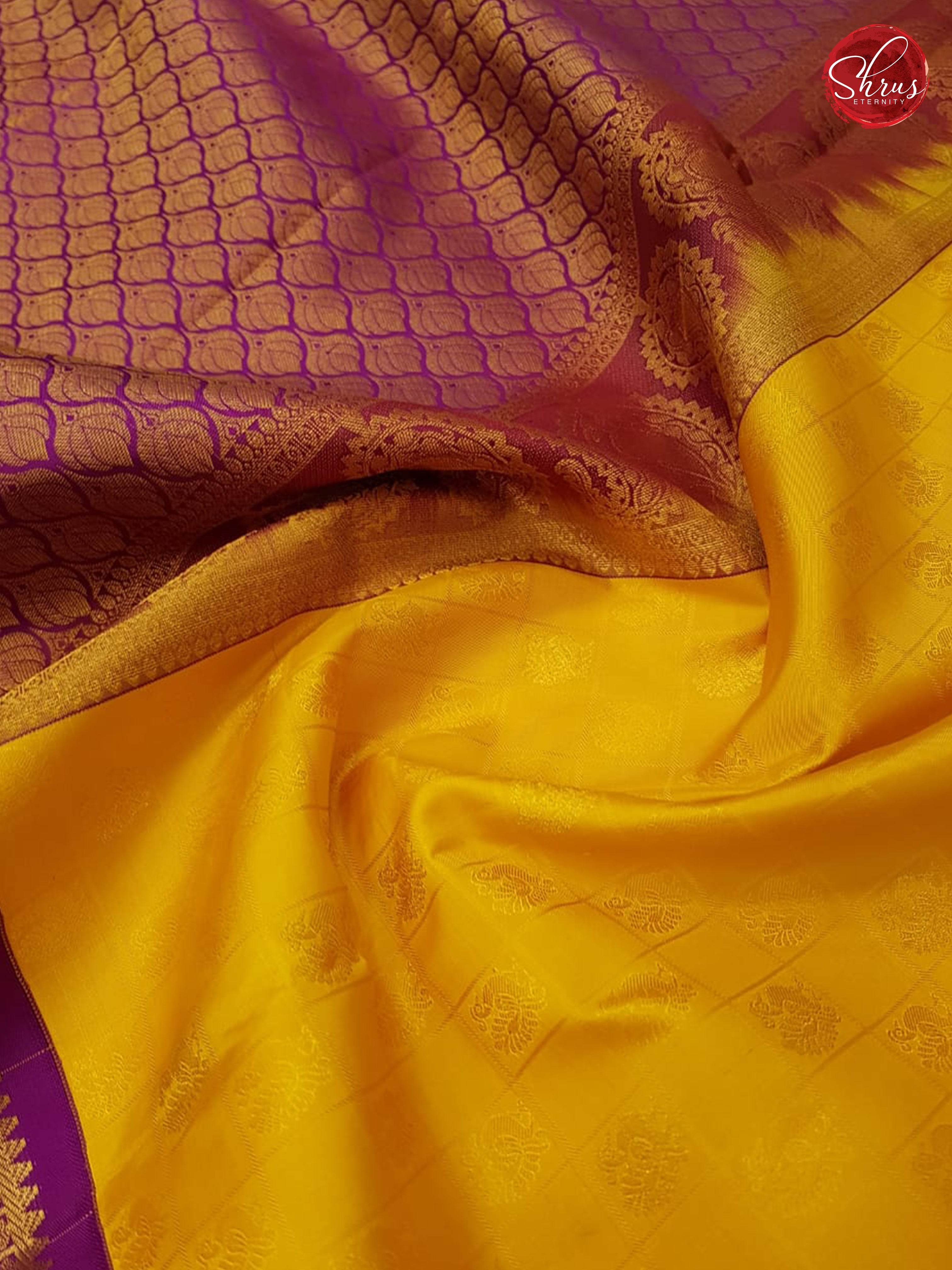 Yellow & Purple - Kanchipuram Silk - Shop on ShrusEternity.com