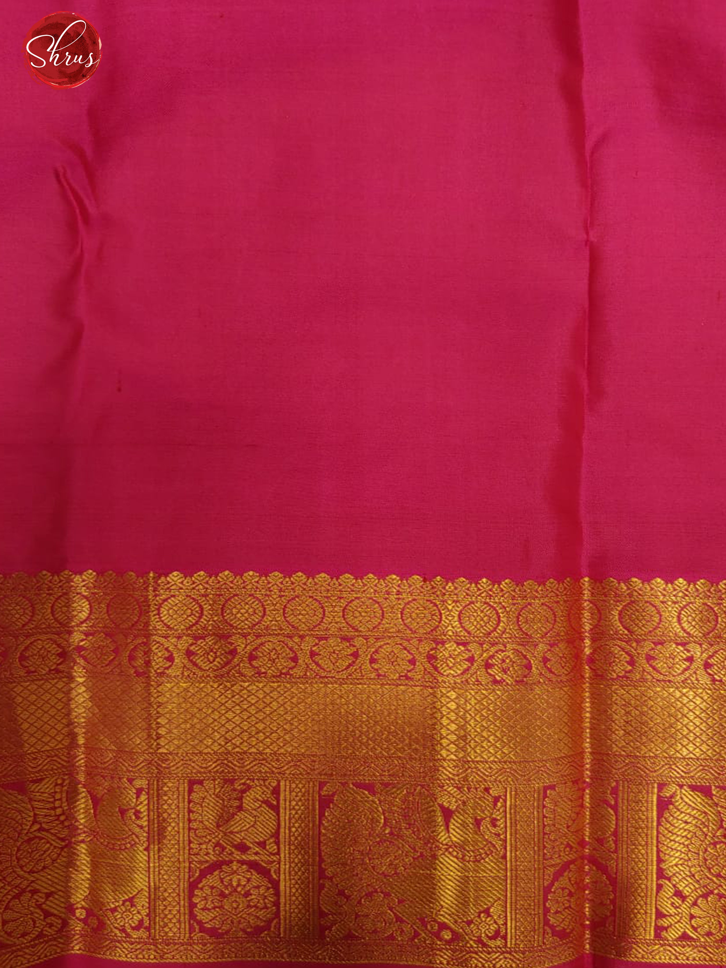 Green & Pink - Kanchipuram Silk with Zari stripes on the body & Gold Zari Border - Shop on ShrusEternity.com