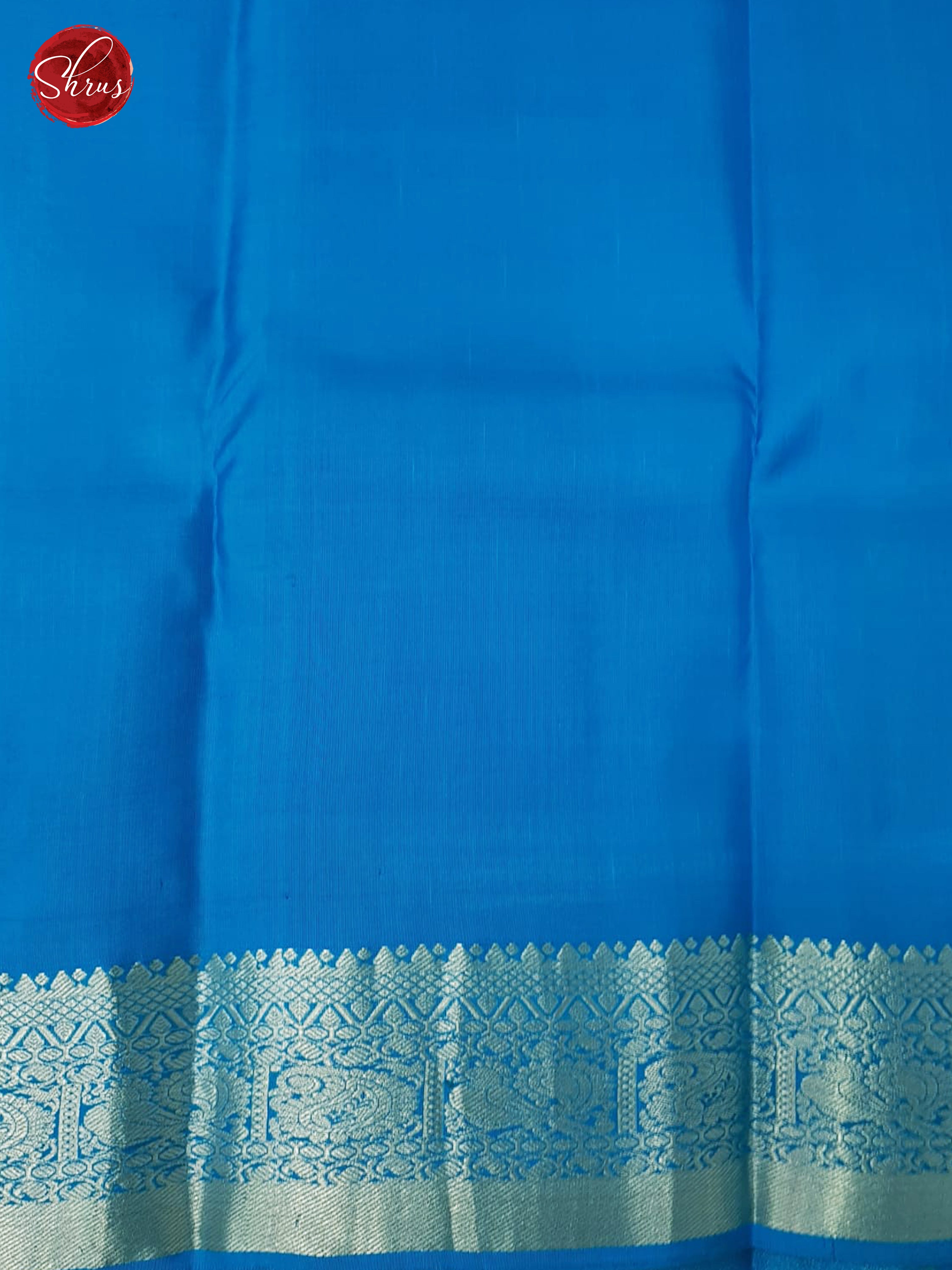 Sea Blue & Blue - Kanchipuram Silk with Border & Gold Zari - Shop on ShrusEternity.com