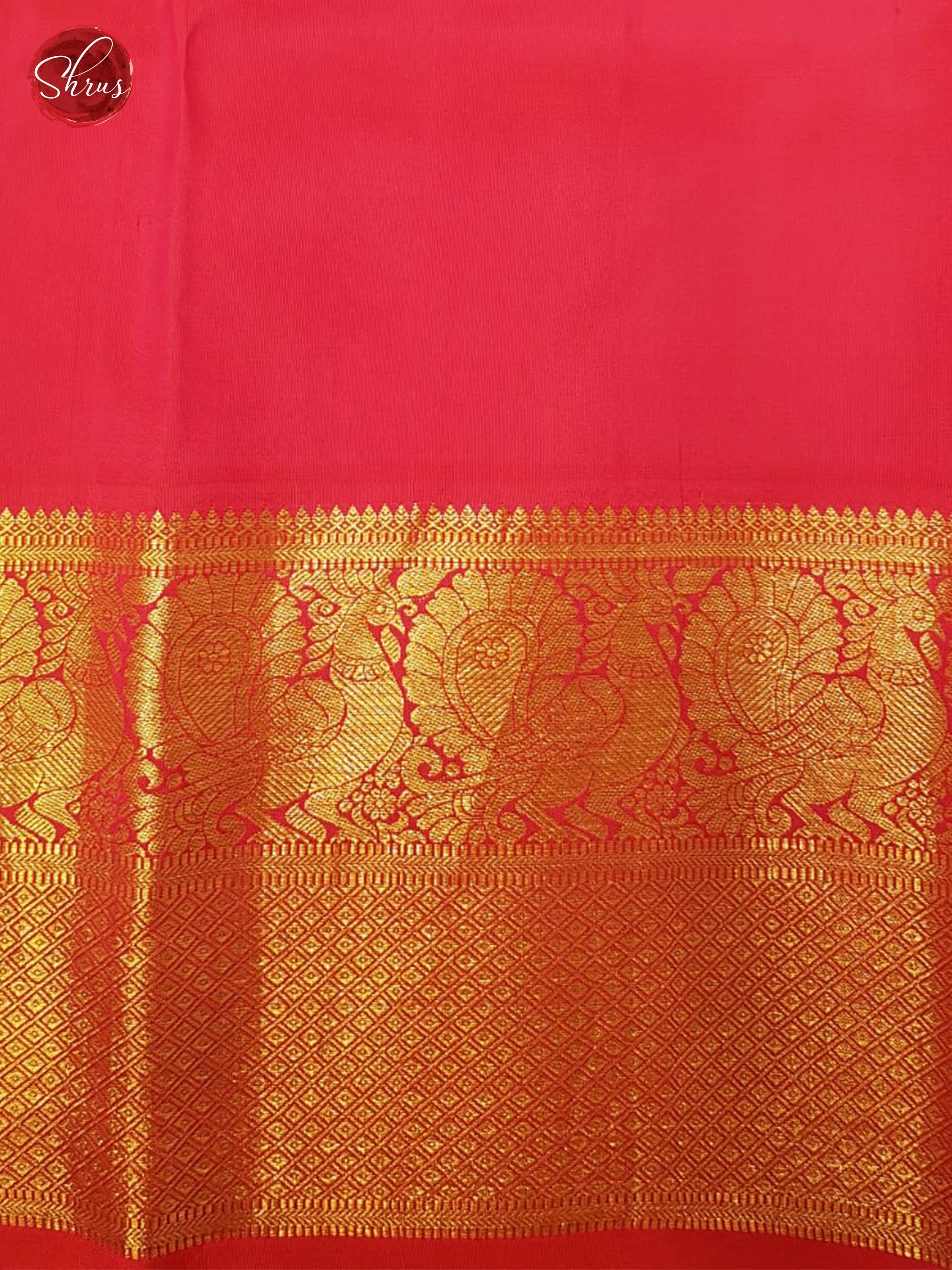 Pink & Red - Kanchipuram Silk with Border & Gold Zari - Shop on ShrusEternity.com