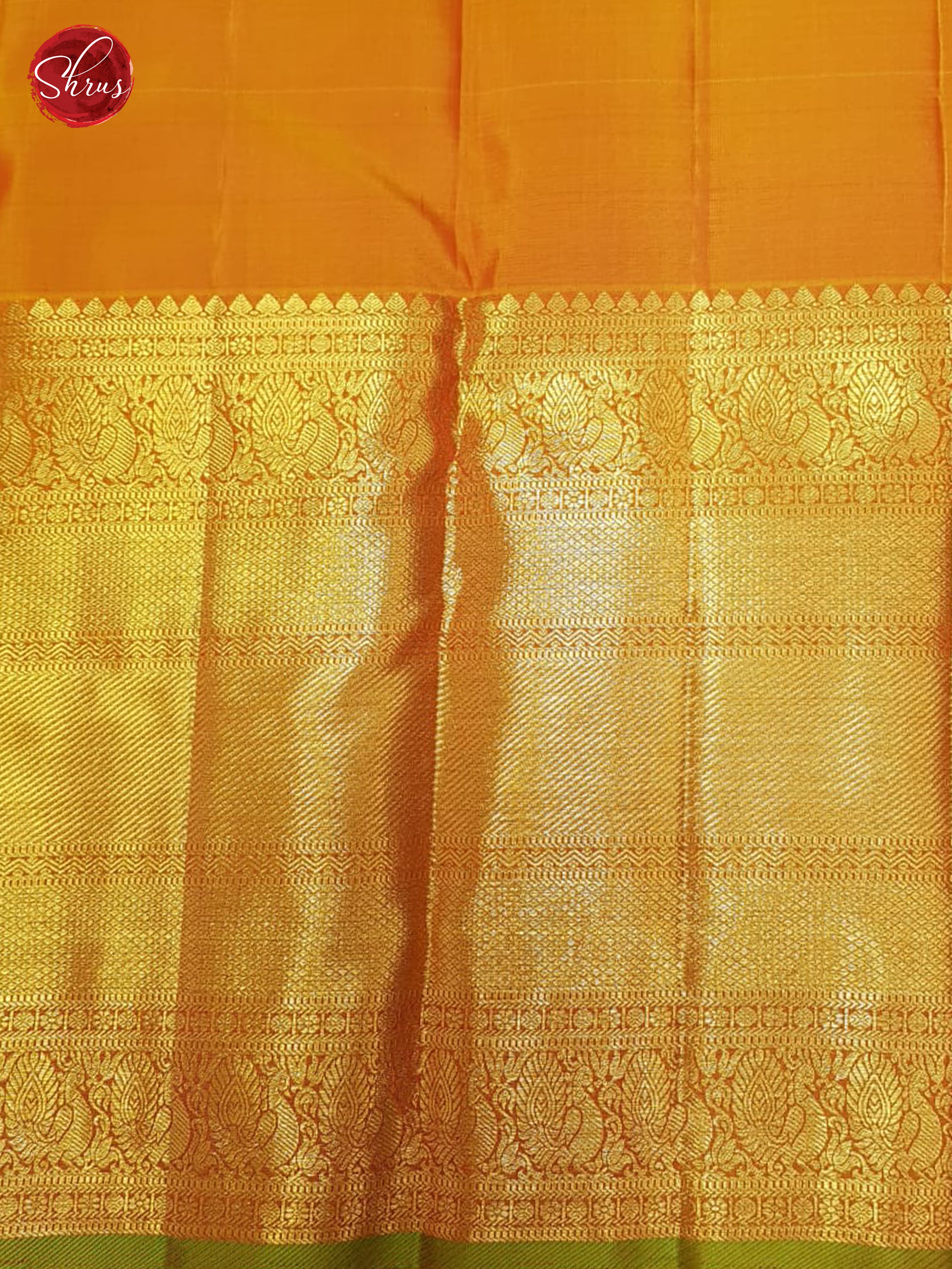 Purple & Mustard - Kanchipuram Silk with Border & Gold Zari - Shop on ShrusEternity.com