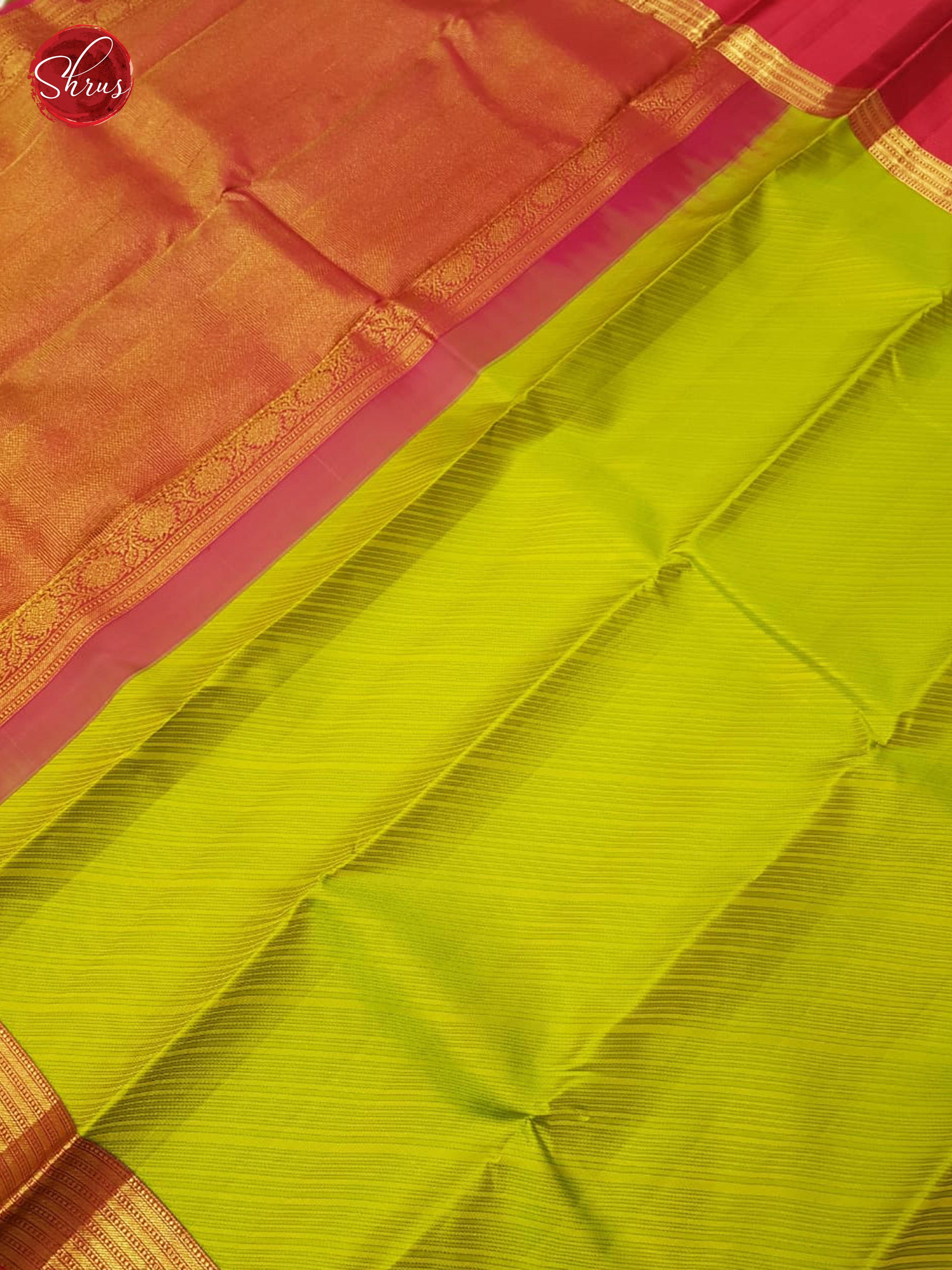 Parrot Green & Red - Kanchipuram Silk with Border & Gold zari - Shop on ShrusEternity.com