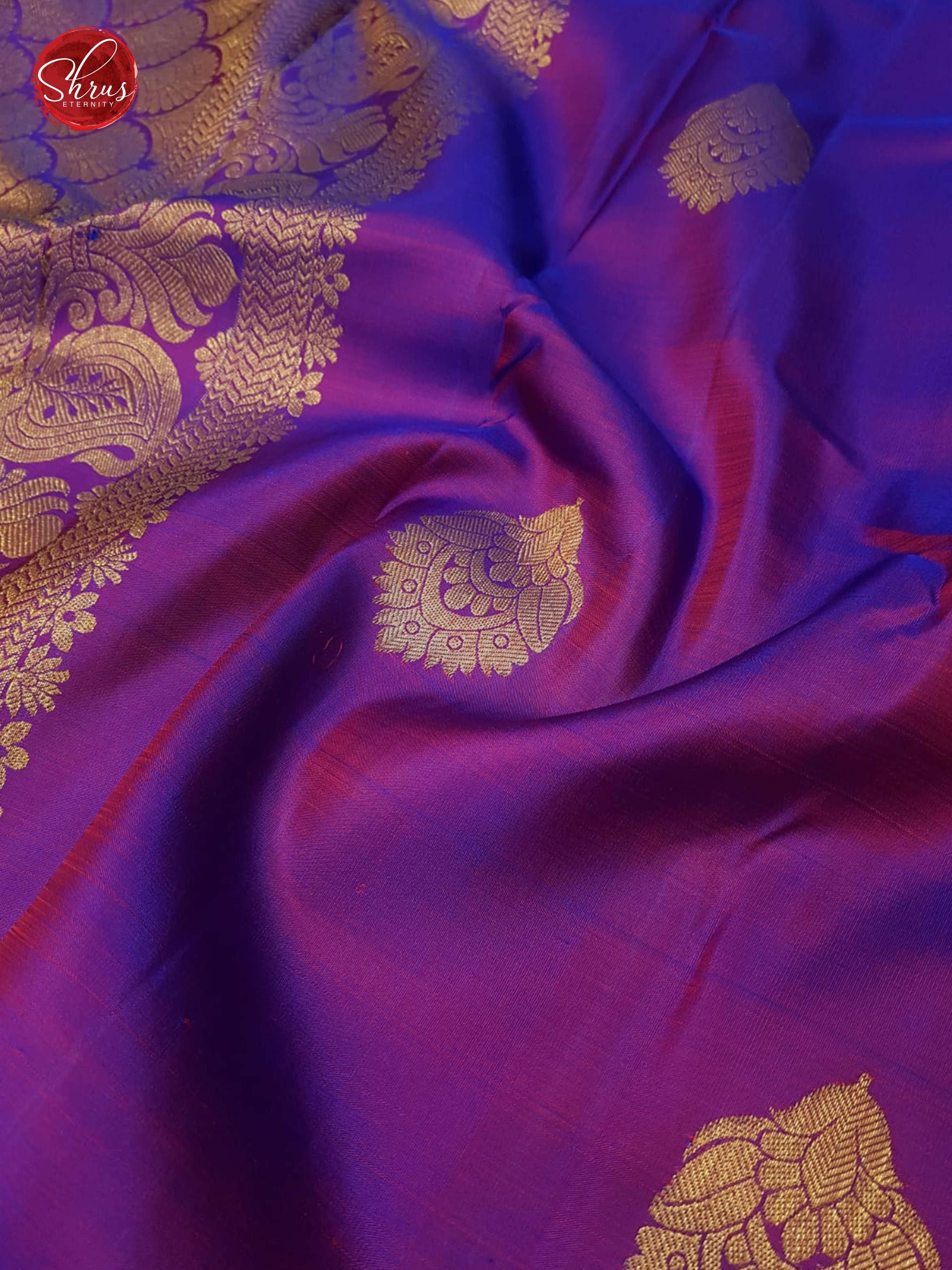 Purple (Single Tone) - Kanchipuram Silk with Gold Zari & Border - Shop on ShrusEternity.com
