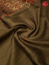 Army Green & Maroon - Tussar Silk - Shop on ShrusEternity.com