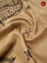 Beige & Black - Tussar Silk - Shop on ShrusEternity.com
