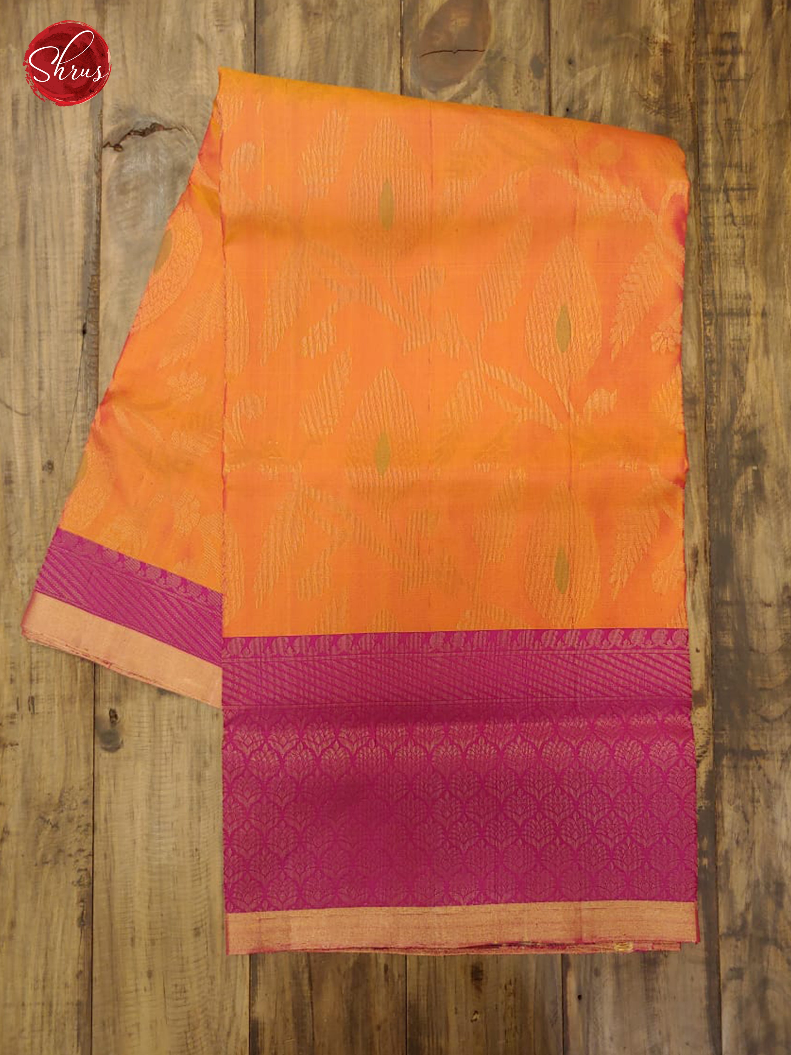 Orange & Purple - Soft Silk with Border & Gold Zari - Shop on ShrusEternity.com