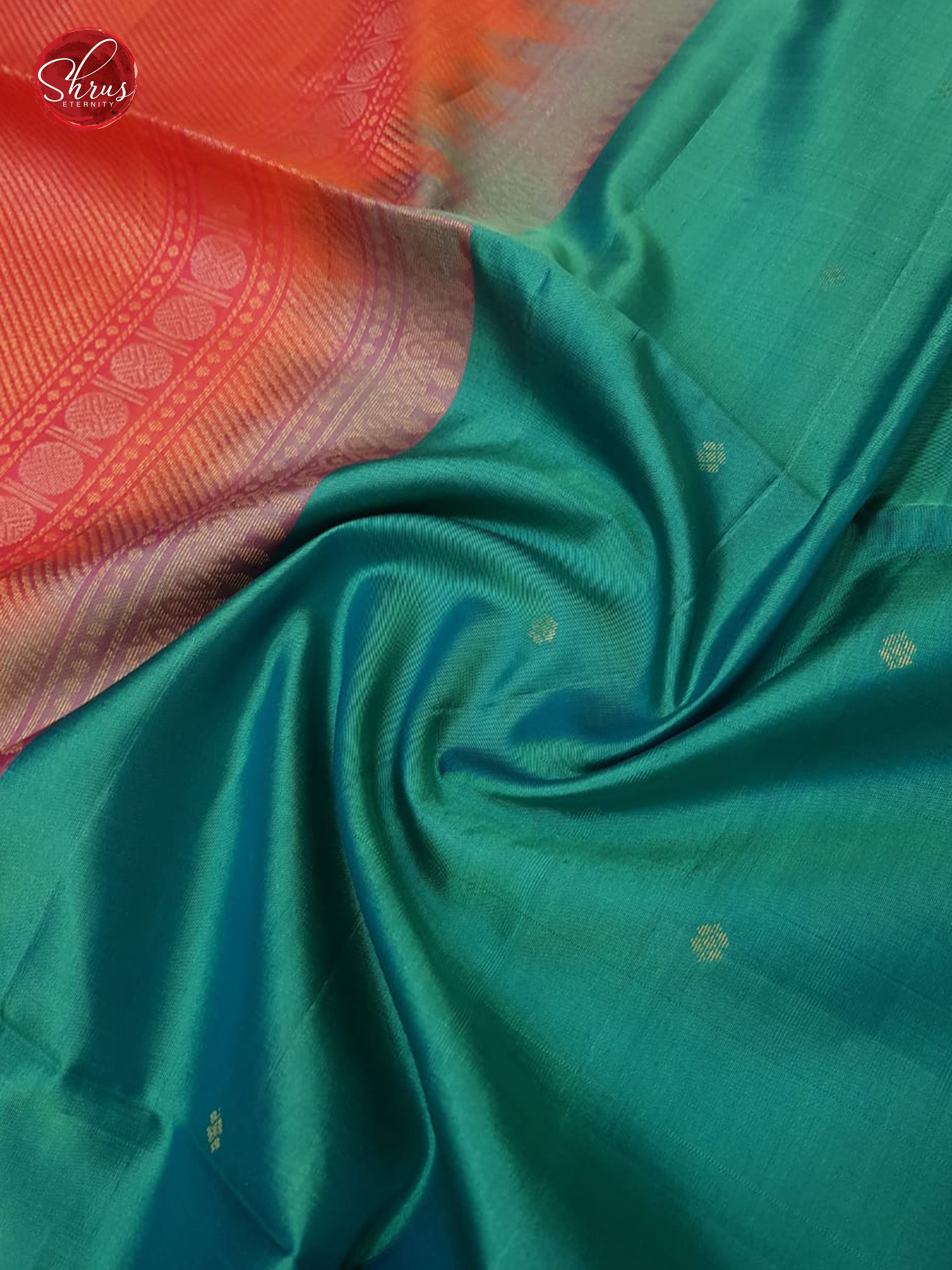 Teal Green & Pink - Soft Silk with Gold Zari - Shop on ShrusEternity.com