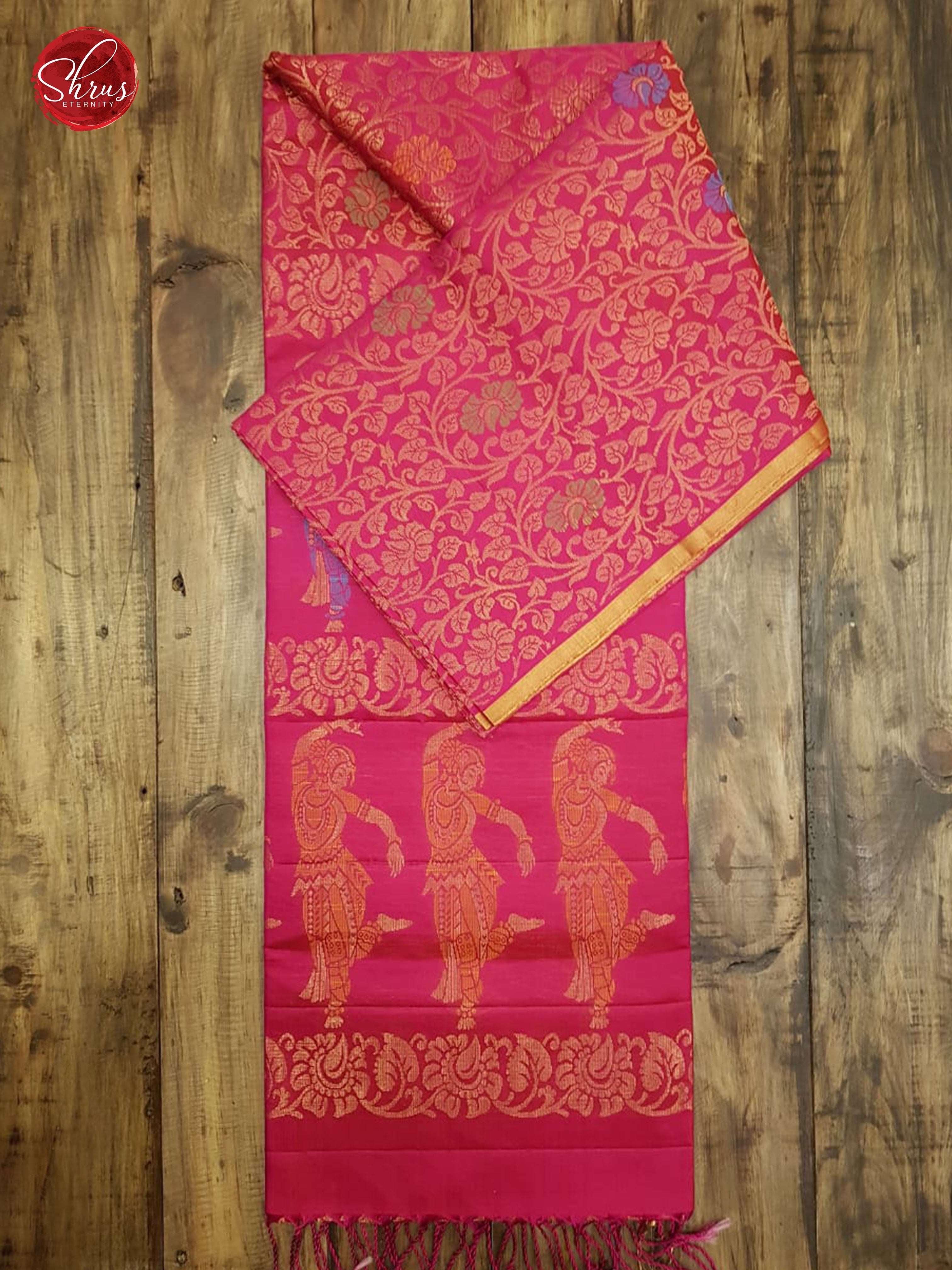Pink(Single Tone) -Borderless Soft Silk with Gold Zari - Shop on ShrusEternity.com