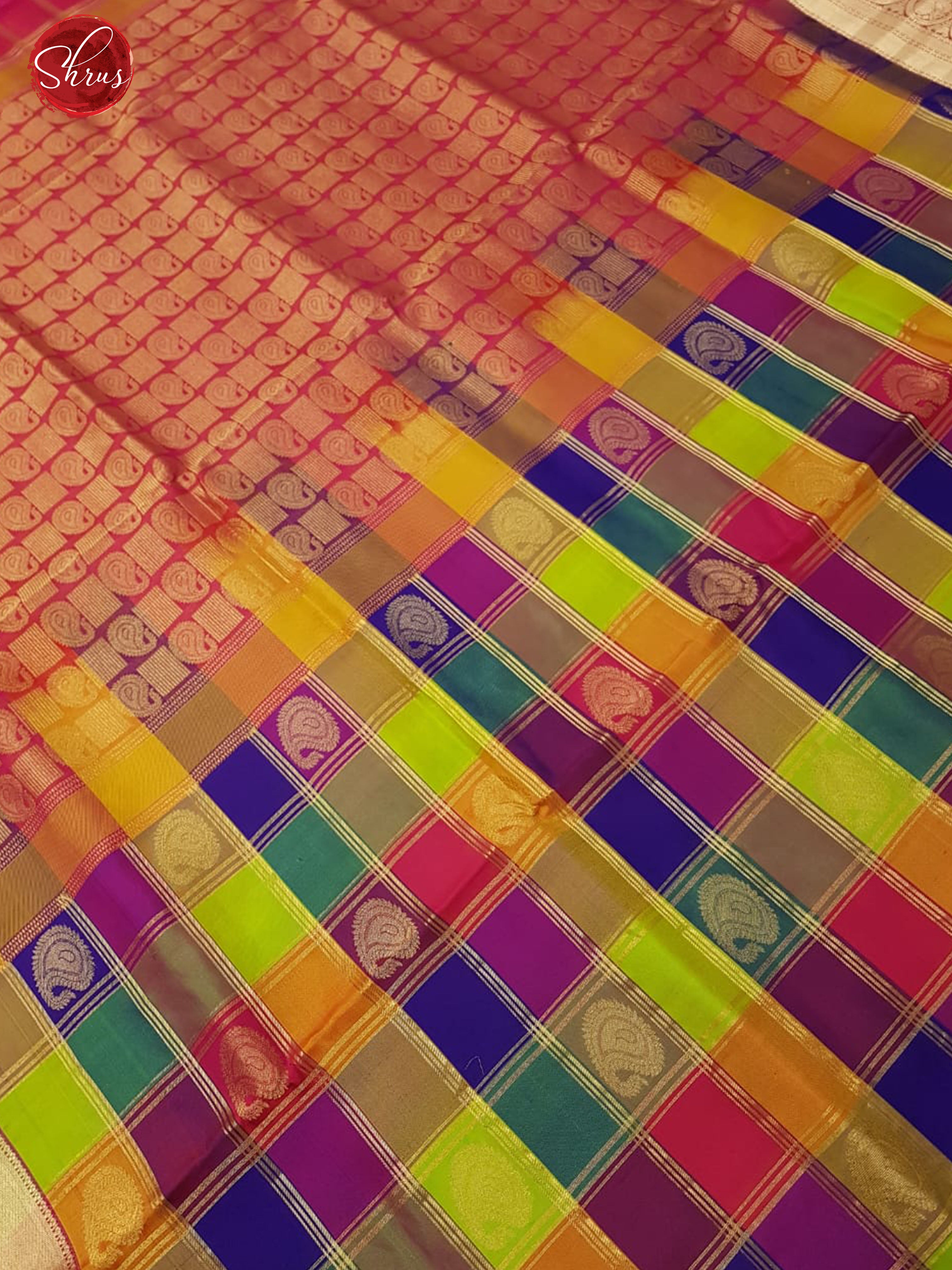 Multicolor & Majenta- Soft Silk with Border & Gold Zari - Shop on ShrusEternity.com