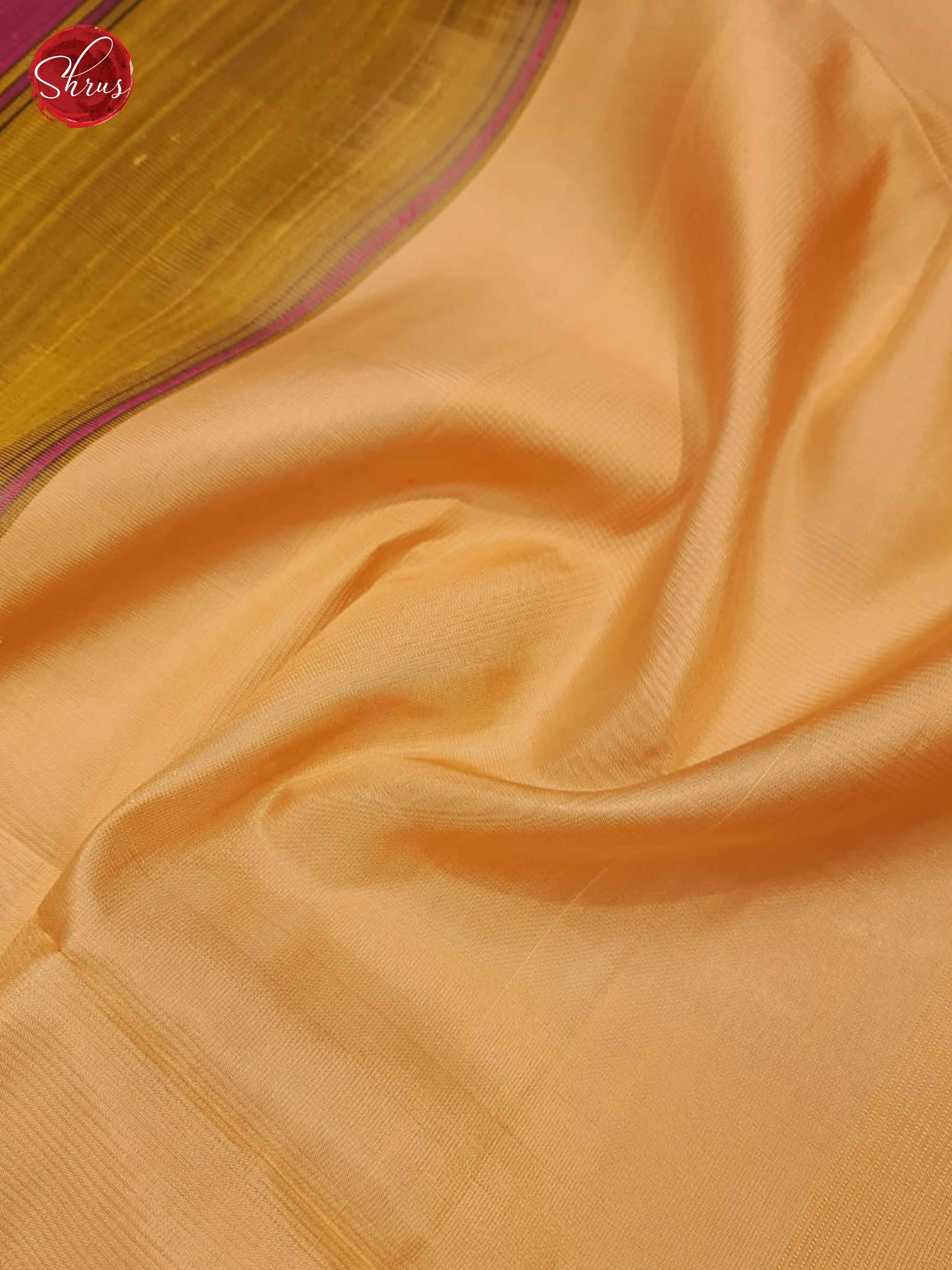 Peach & Black - Soft Silk with Border & Gold zari - Shop on ShrusEternity.com