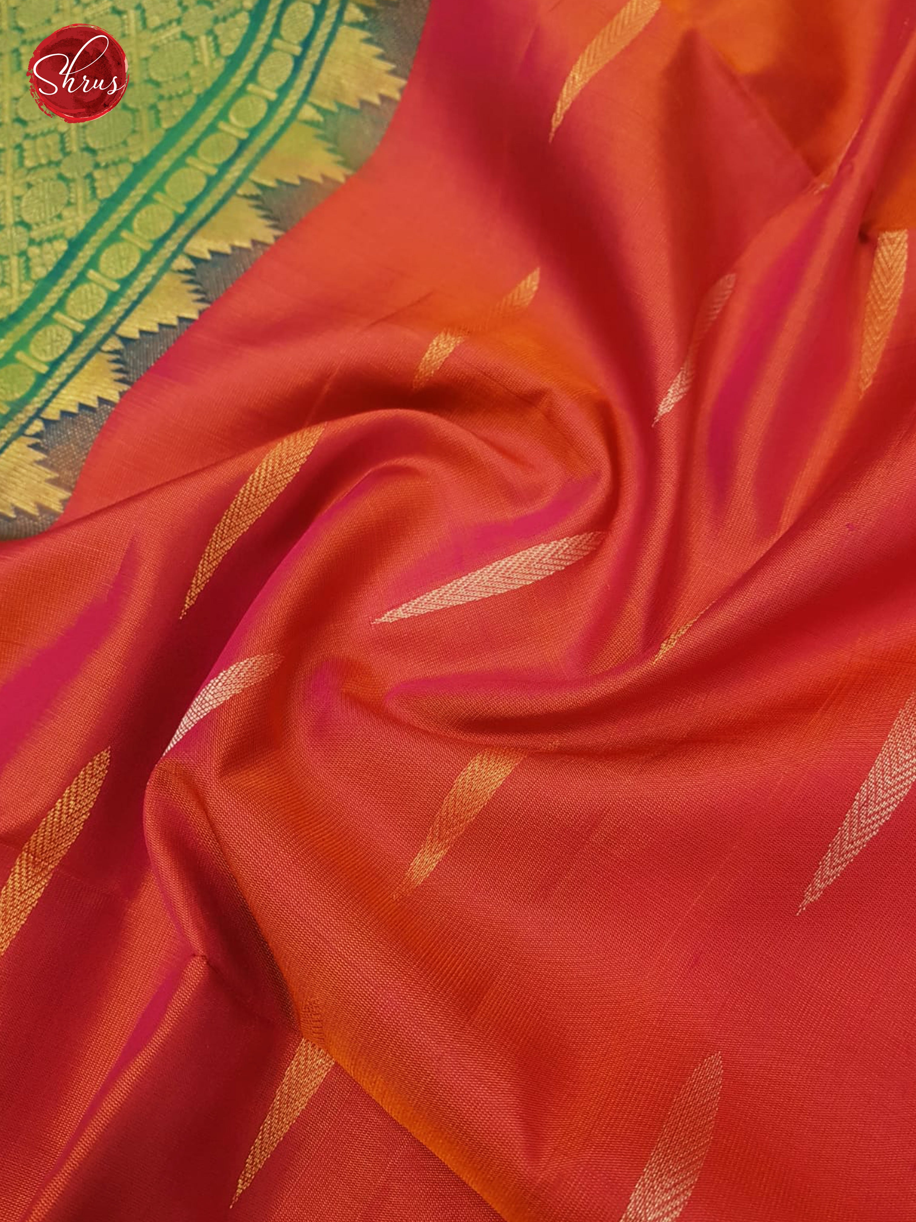 Pink & Green - Soft Silk with Border & Gold Zari - Shop on ShrusEternity.com