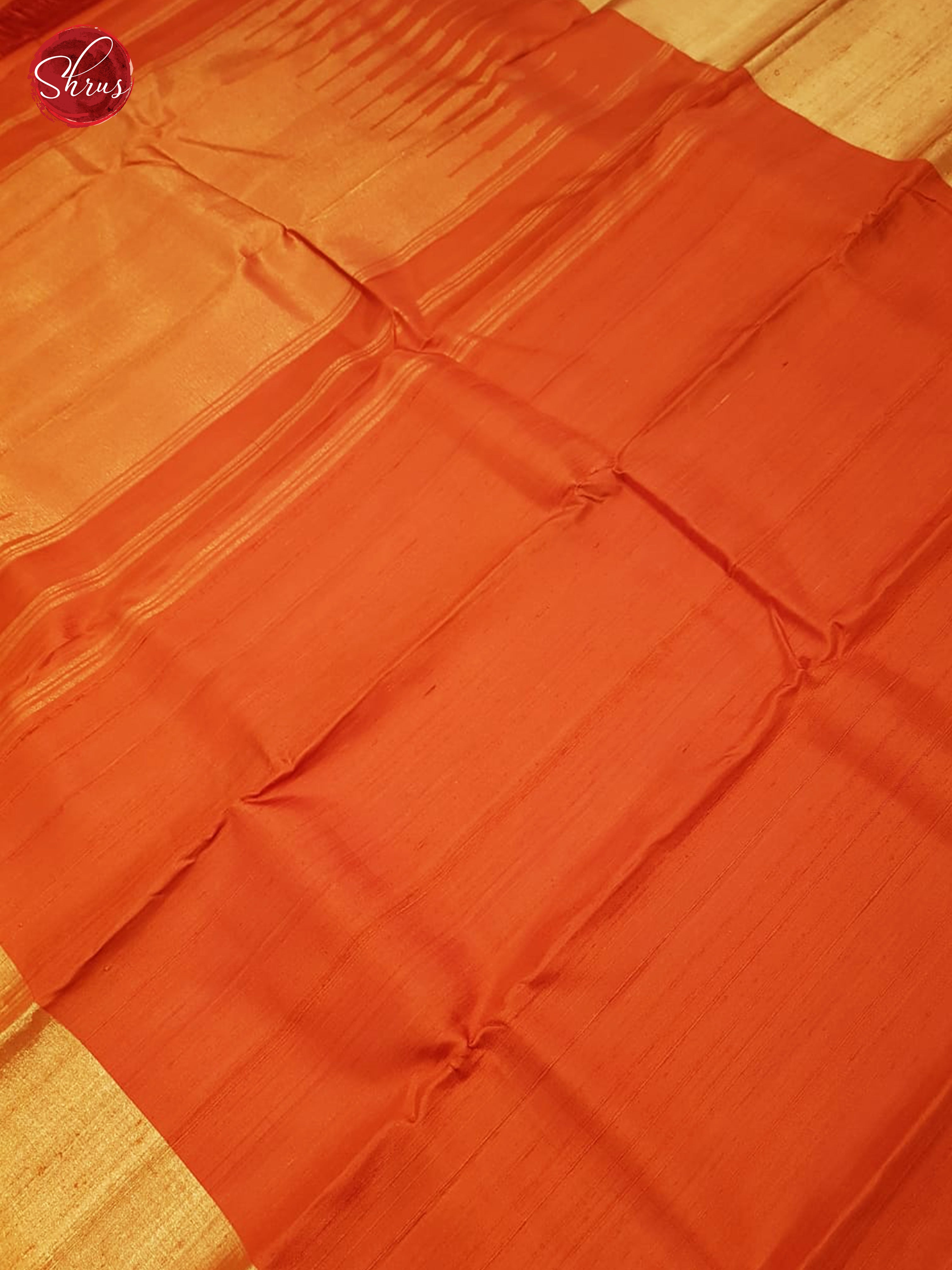 Orange(Single Tone) - Soft Silk with Border & Gold Zari - Shop on ShrusEternity.com