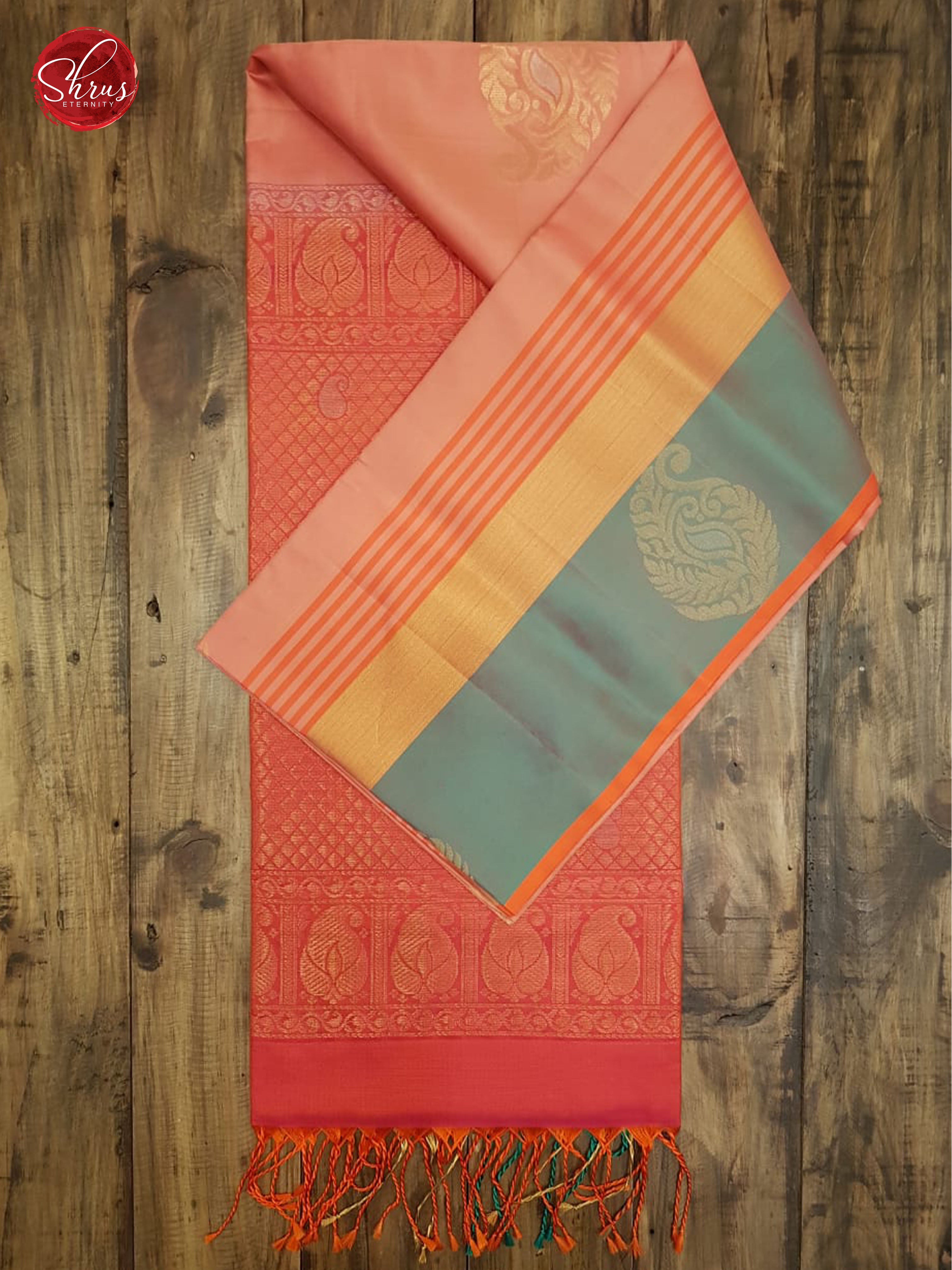 Pink & Grey - Soft Silk with Border & Gold Zari - Shop on ShrusEternity.com