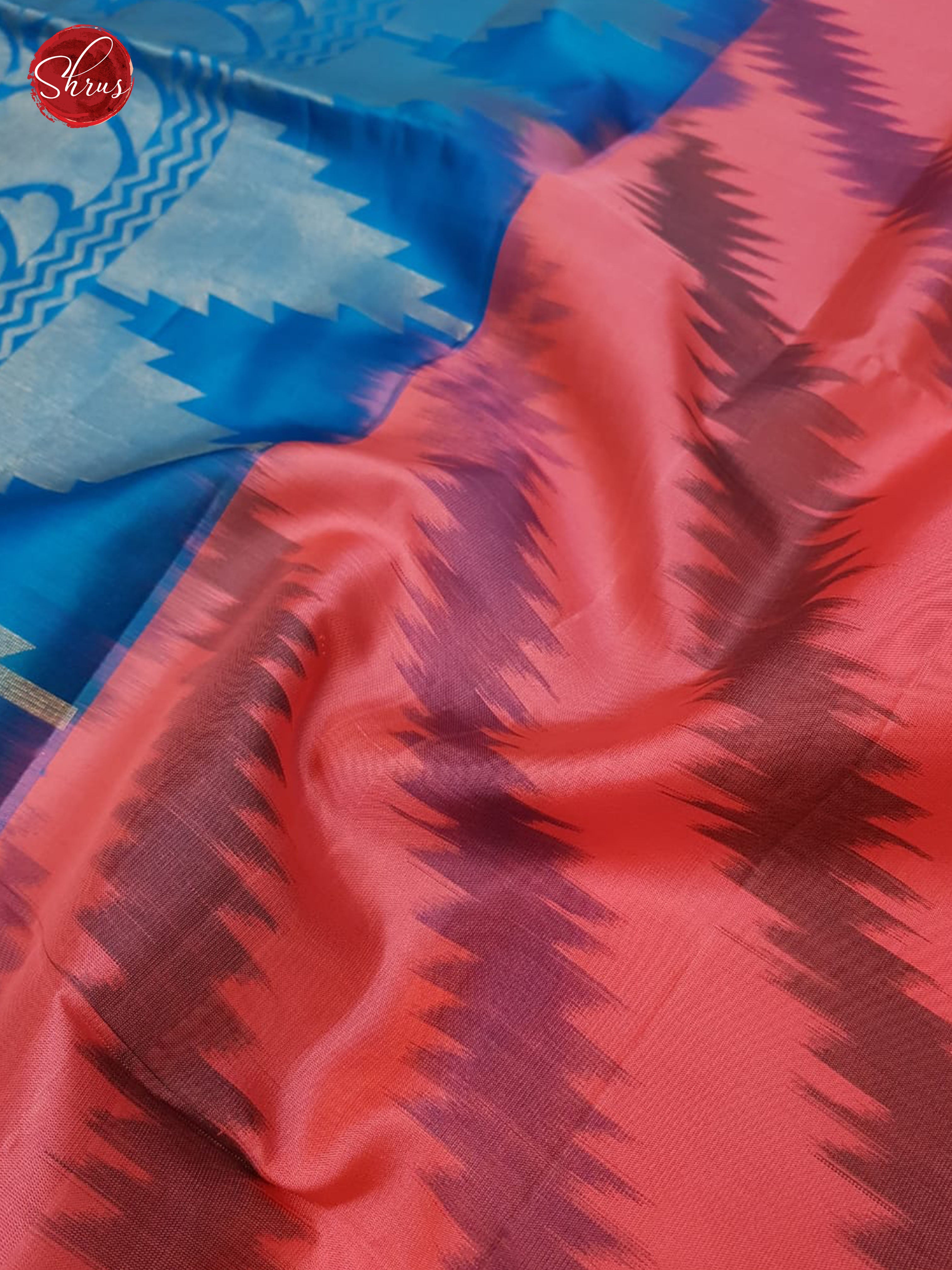 Pink & Blue - Soft Silk with Border & Gold Zari - Shop on ShrusEternity.com