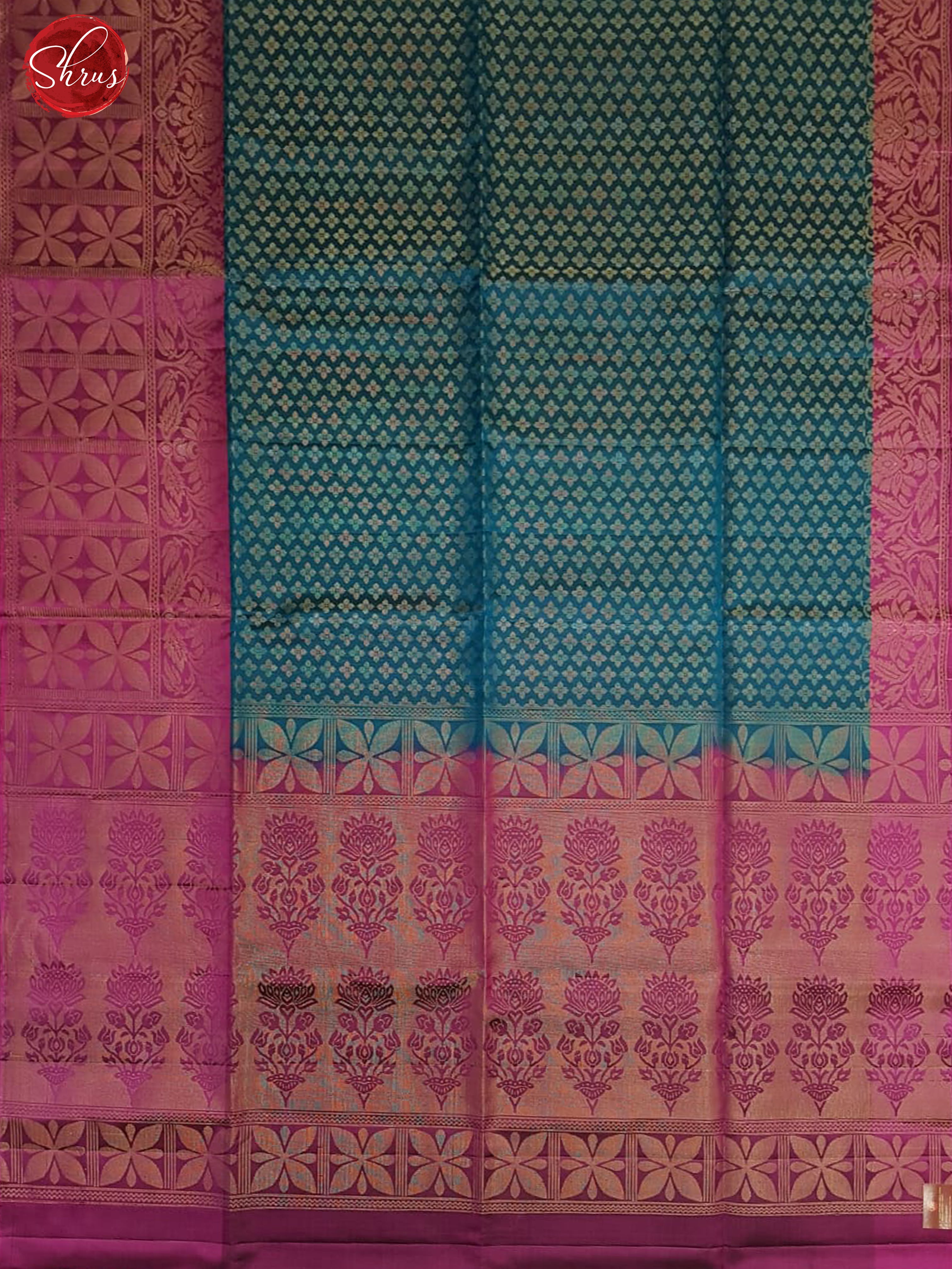 Peacock Neck & Purple - Soft Silk with Border & Gold zari - Shop on ShrusEternity.com