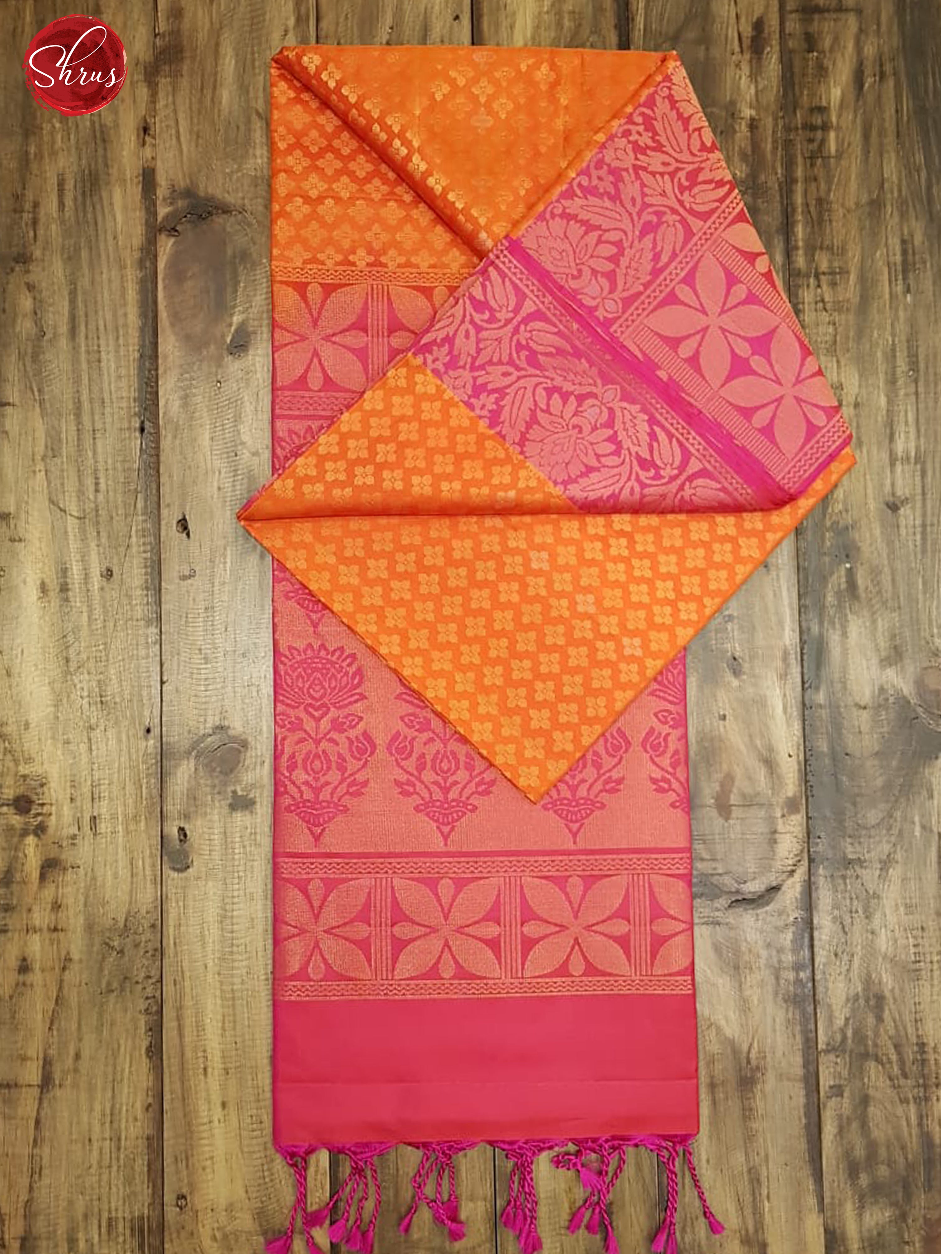 Orange & Pink - Soft Silk with Border & Gold Zari - Shop on ShrusEternity.com