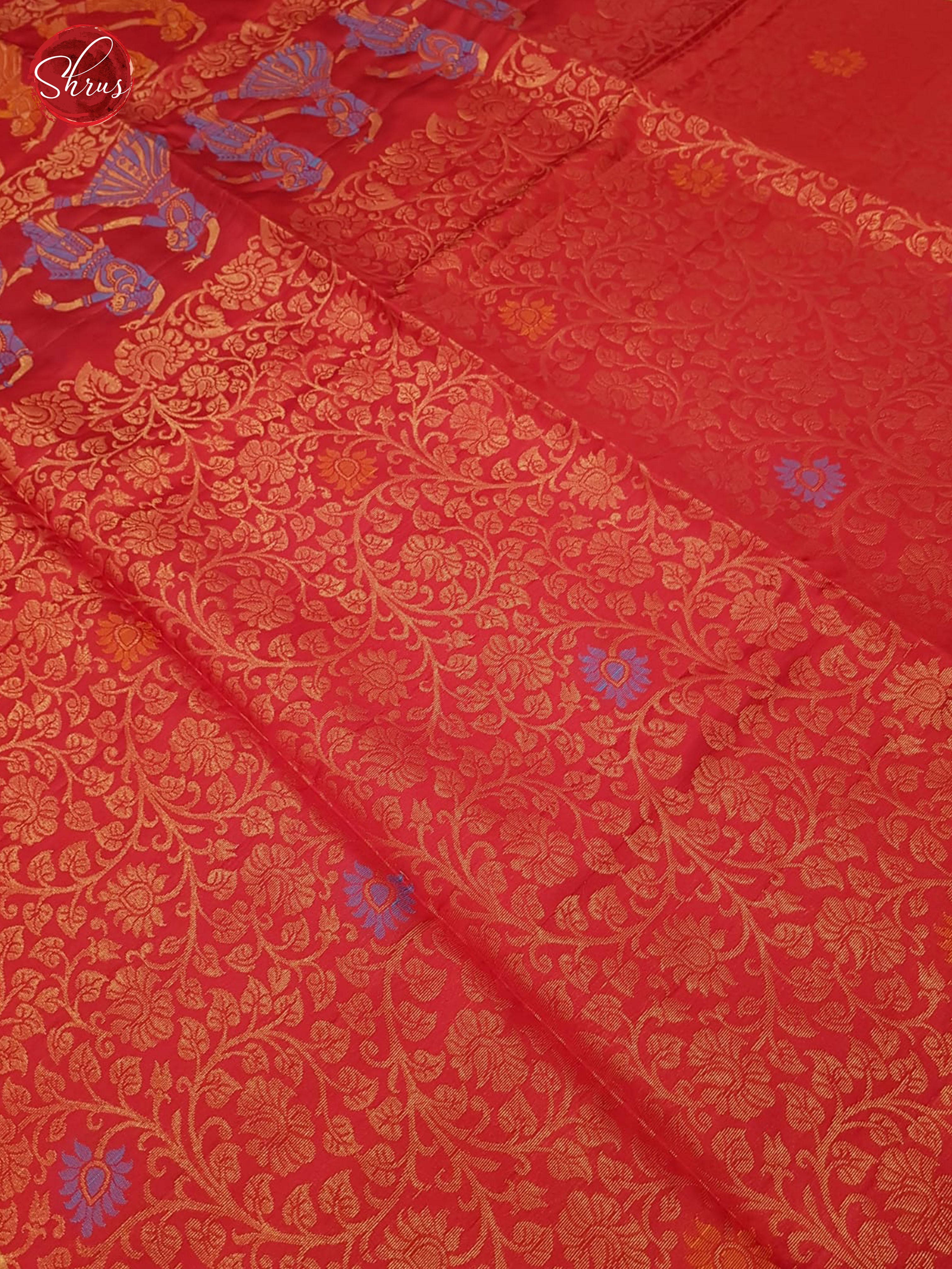 Red (Single Tone) - Borderless Soft Silk with Gold Zari - Shop on ShrusEternity.com