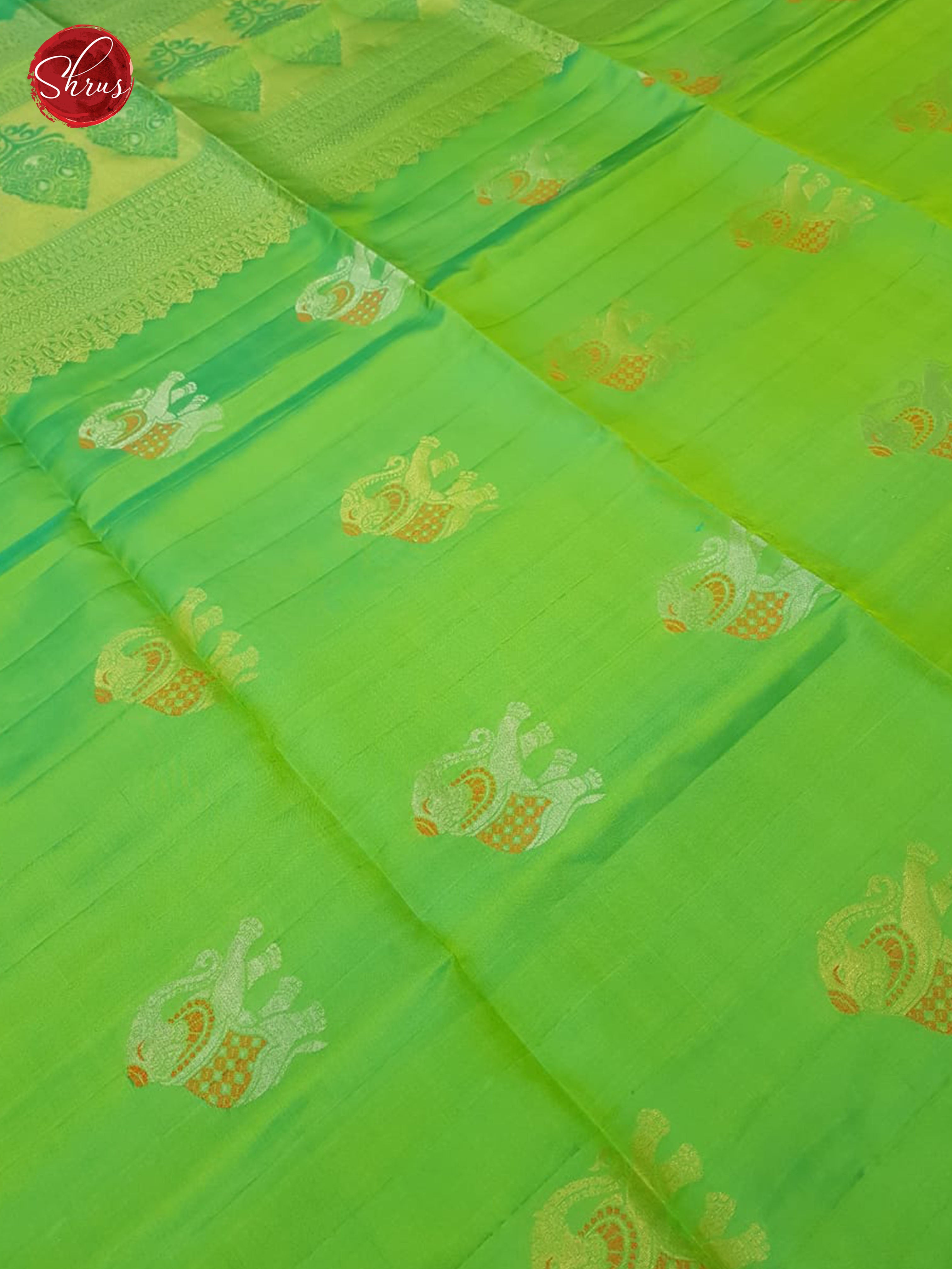 Green(Single Tone) - Borderless Soft Silk with Gold ,Silver  Zari - Shop on ShrusEternity.com
