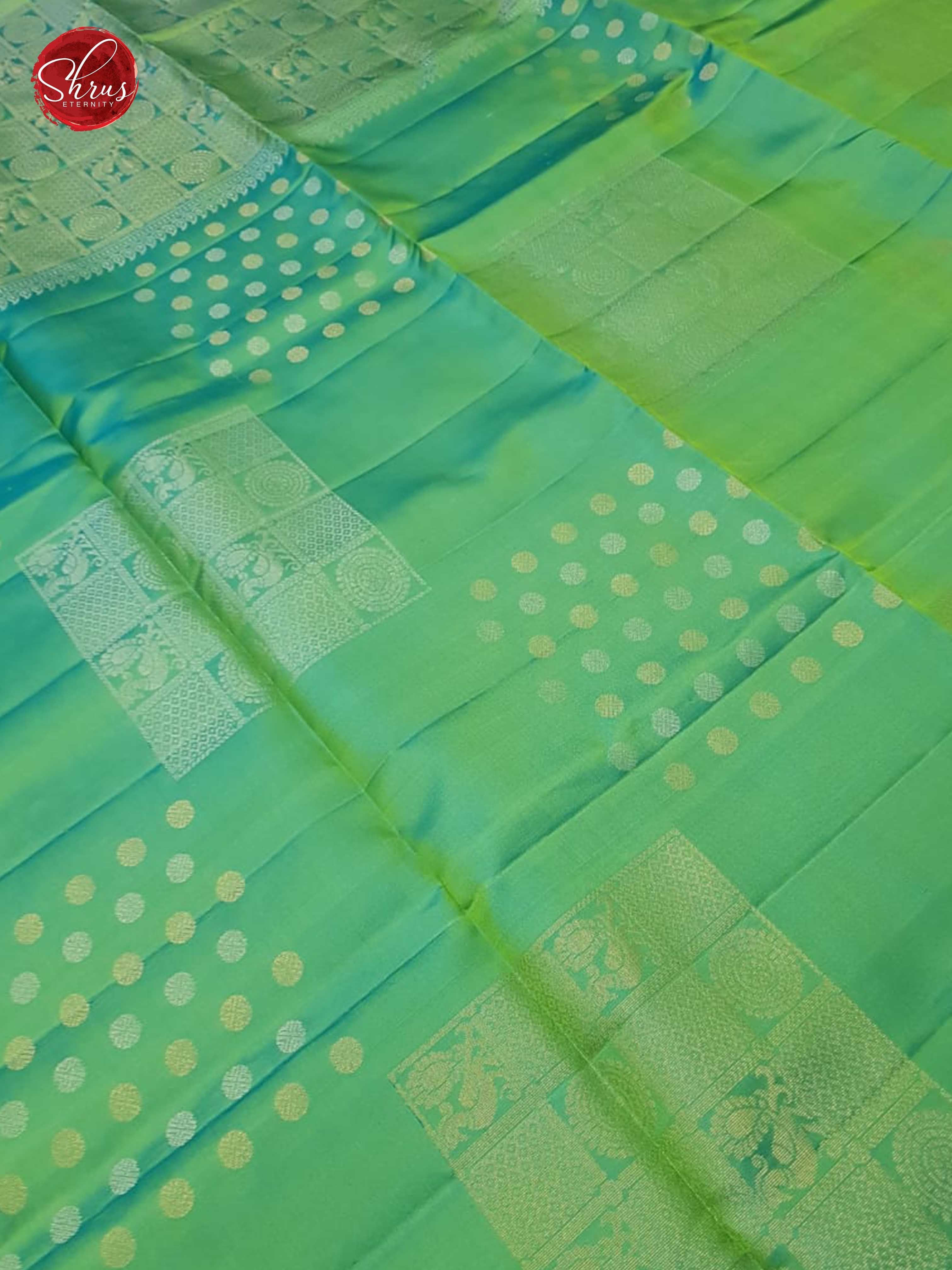 Sea Green(Single Tone) - Borderless Soft Silk with Gold Zari - Shop on ShrusEternity.com