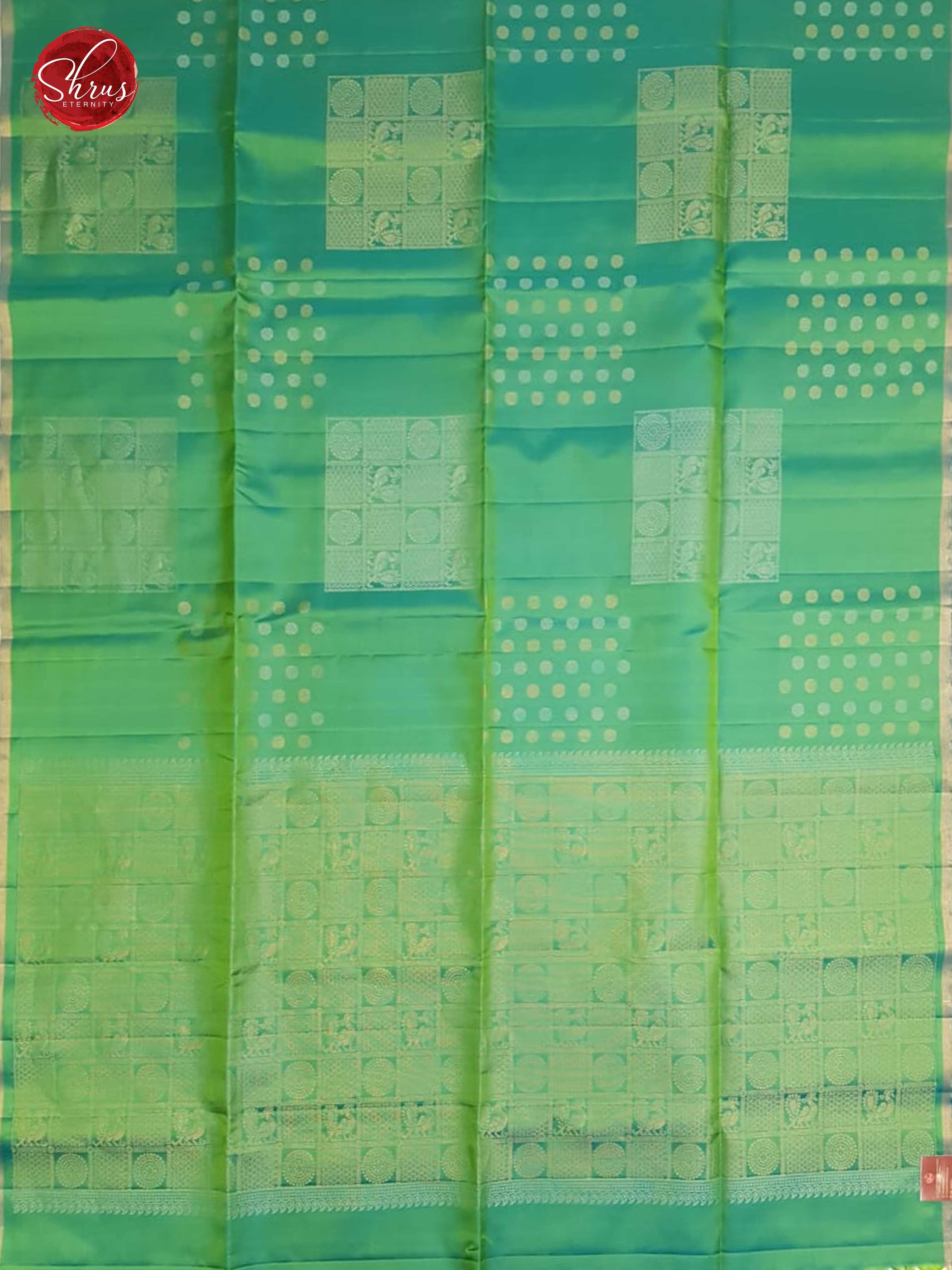 Sea Green(Single Tone) - Borderless Soft Silk with Gold Zari - Shop on ShrusEternity.com