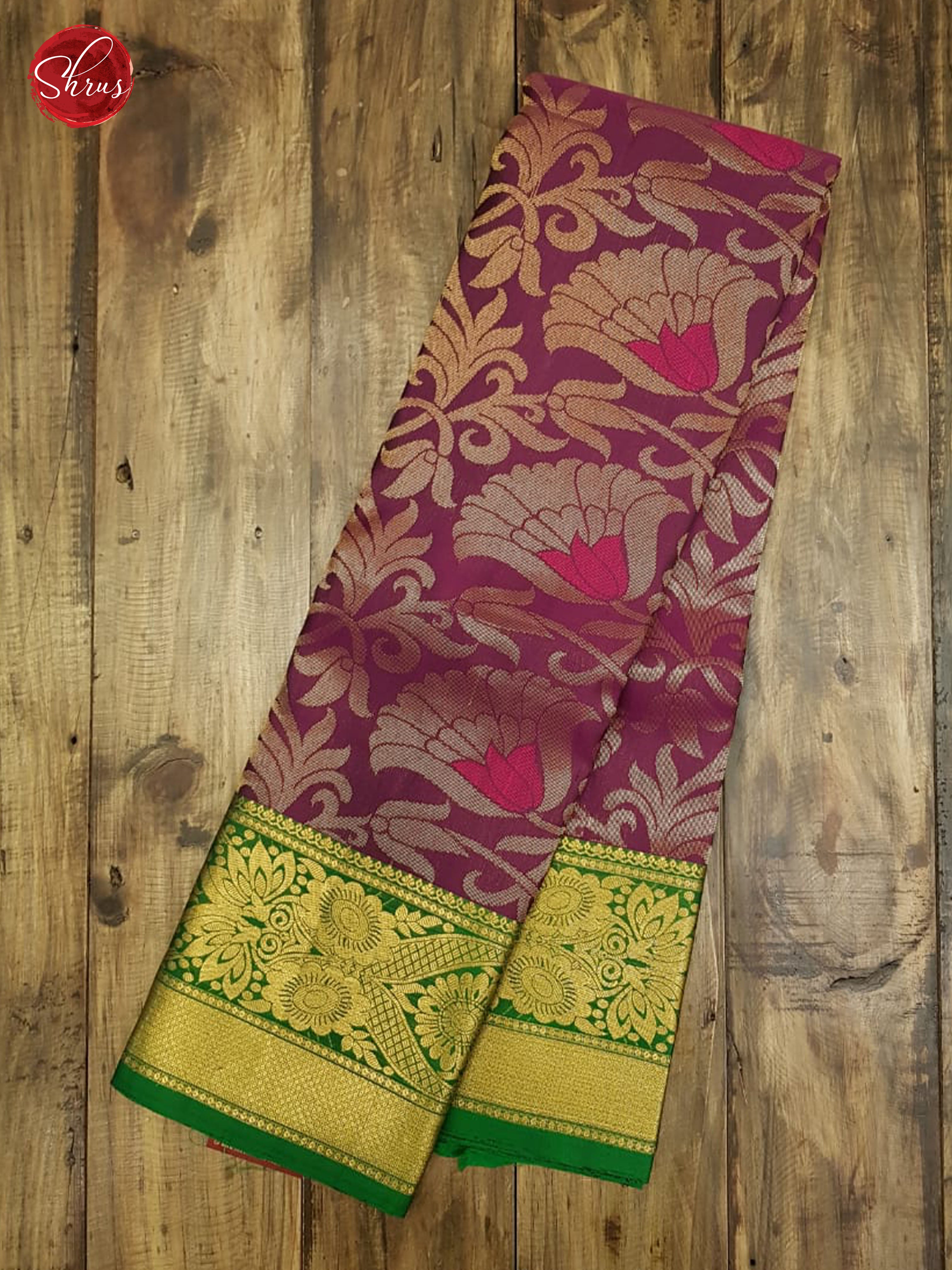 Purple & Green -  Soft Silk with Gold Zari & Border - Shop on ShrusEternity.com