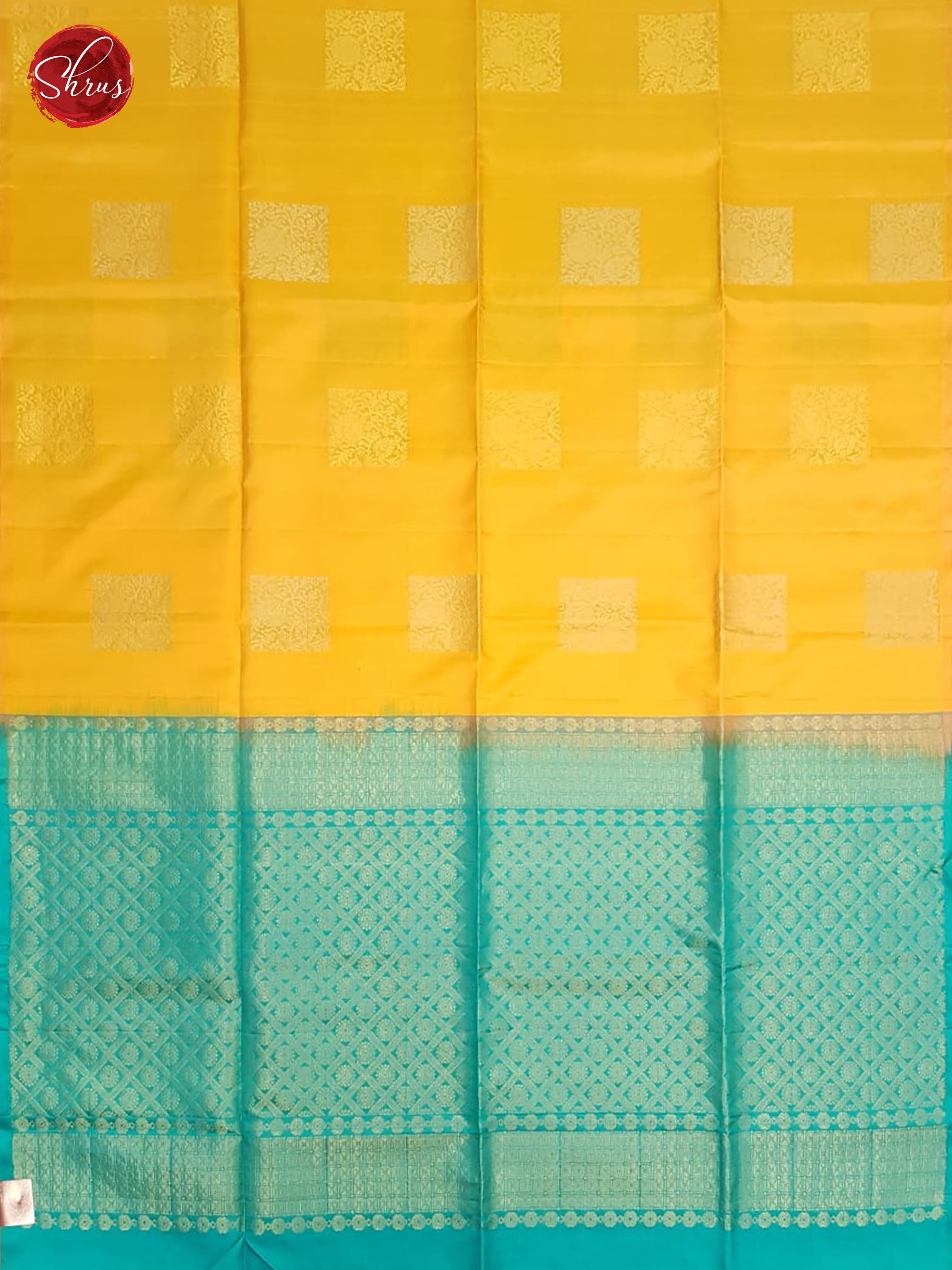 Peal Orange & Teal - Borderless Soft Silk with Gold Zari - Shop on ShrusEternity.com