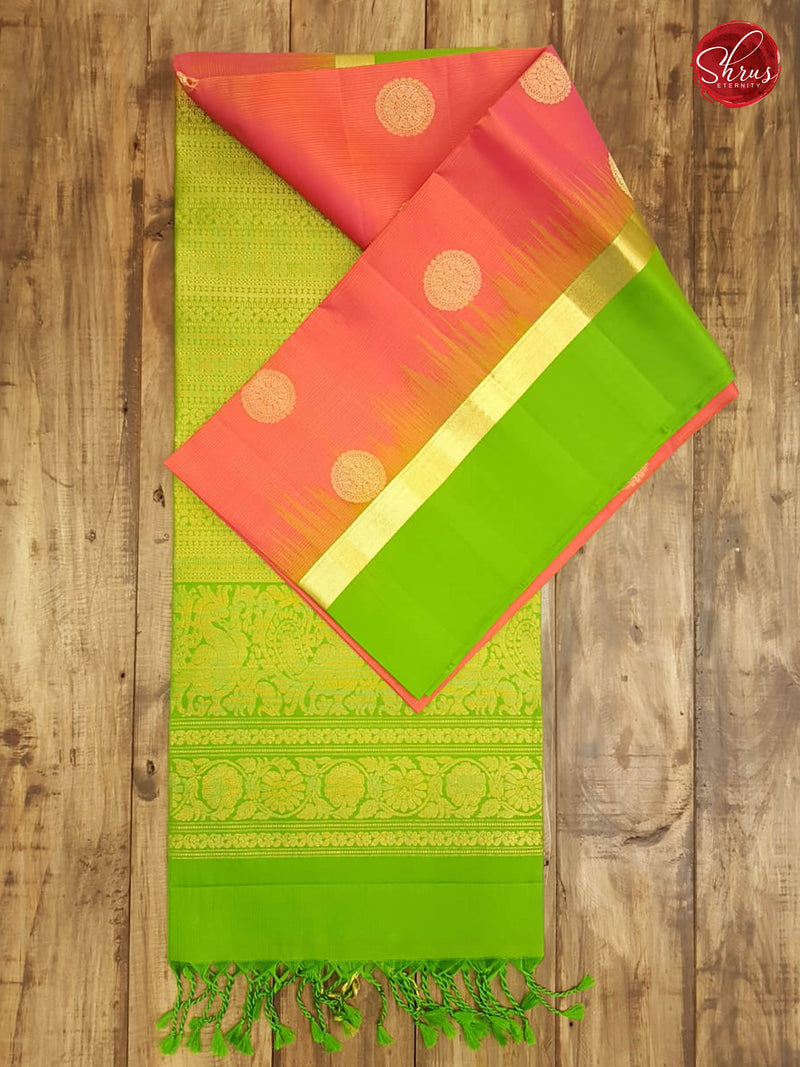 Orangish Pink &  Light Green - Soft Silk - Shop on ShrusEternity.com