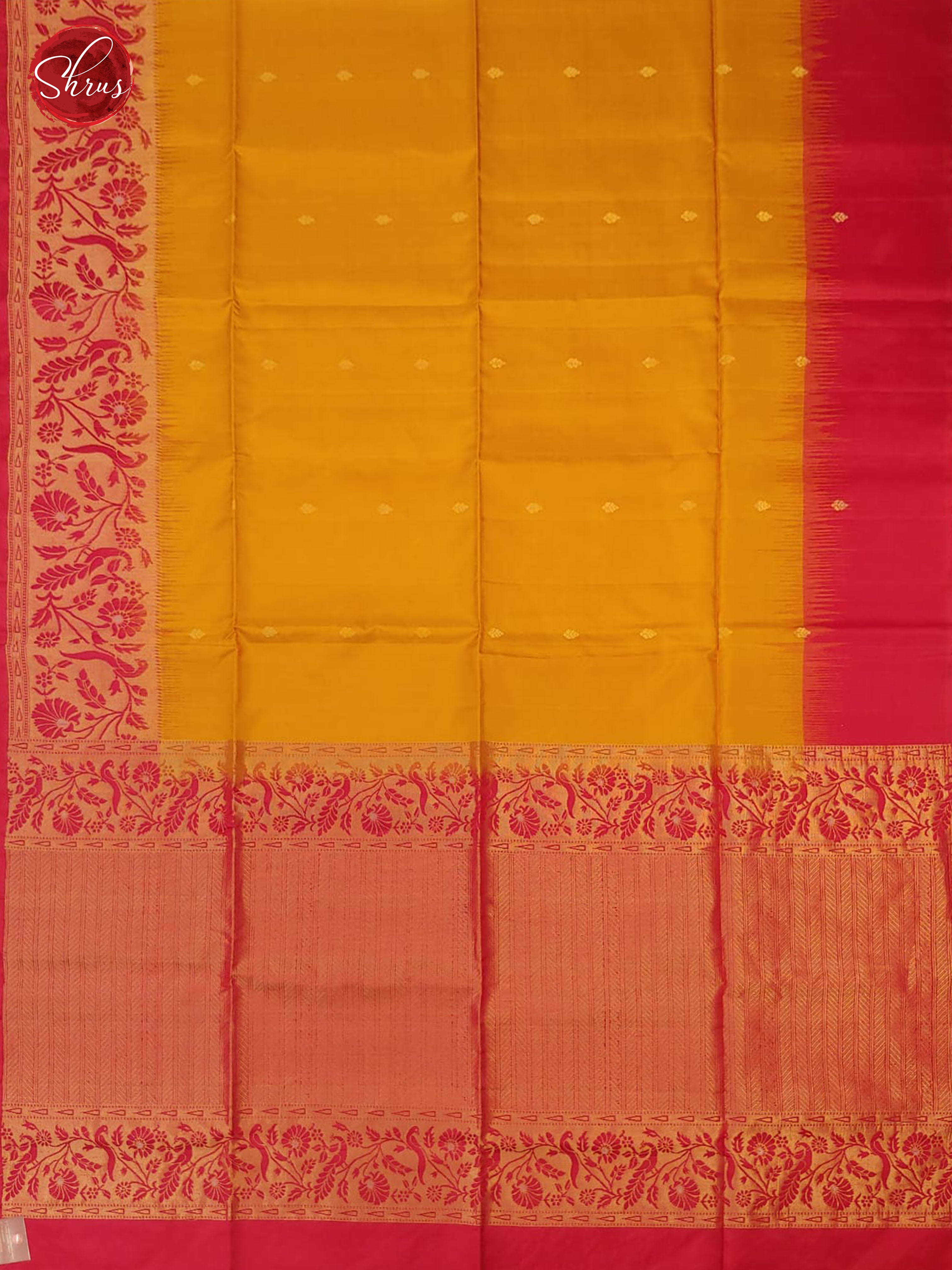 Yellow & Majenta - Soft Silk with Border & Gold zari - Shop on ShrusEternity.com