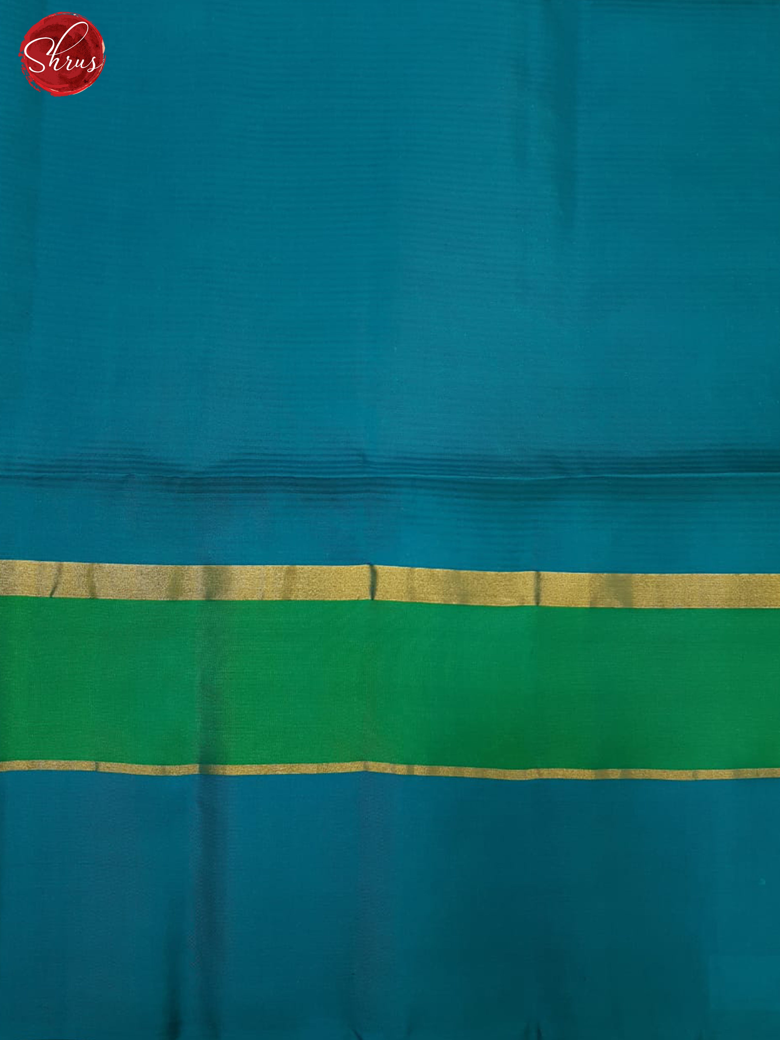 Blue & Teal -  Soft Silk with Border& Gold Zari - Shop on ShrusEternity.com