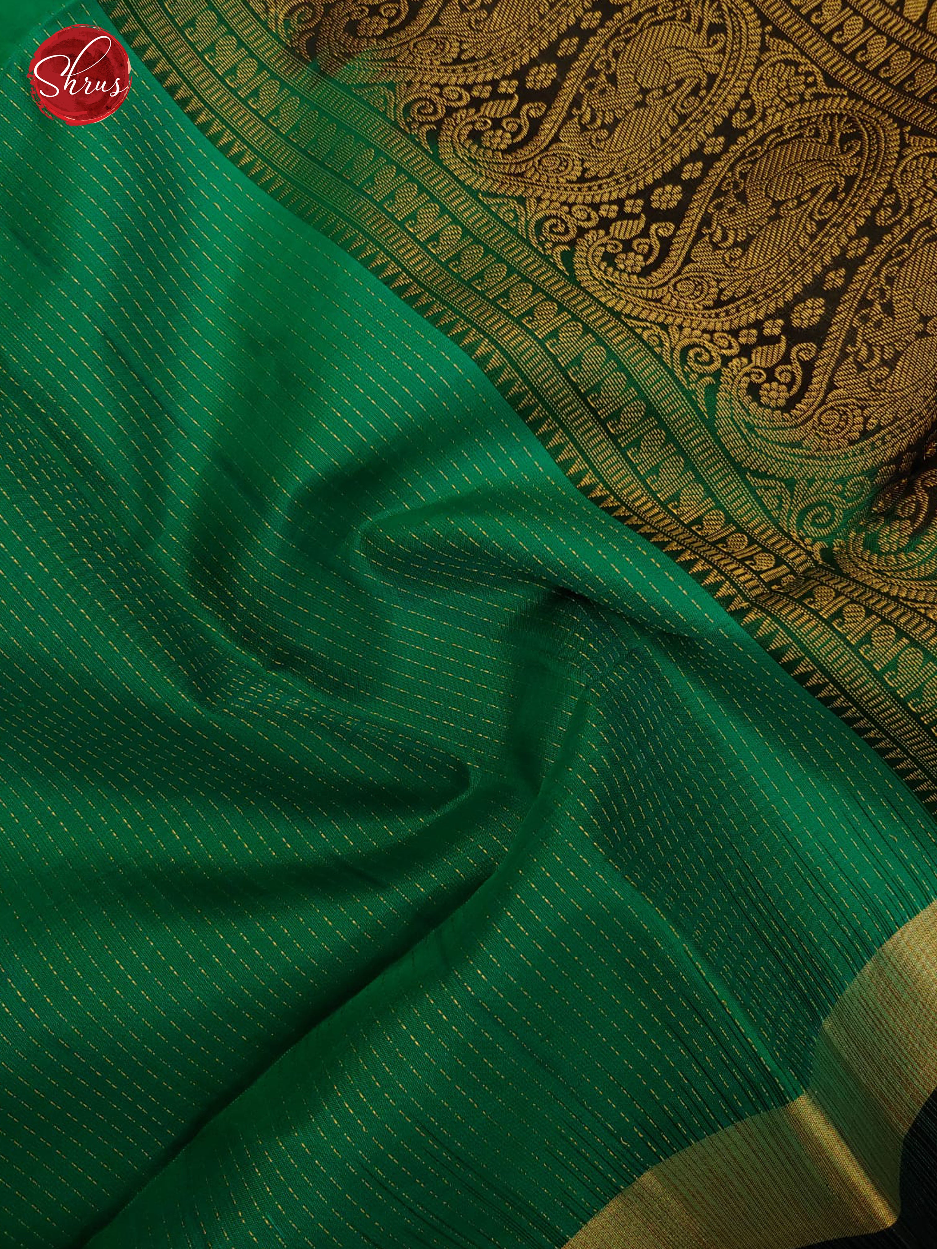 Green & Black - Soft Silk with Border & Gold zari - Shop on ShrusEternity.com